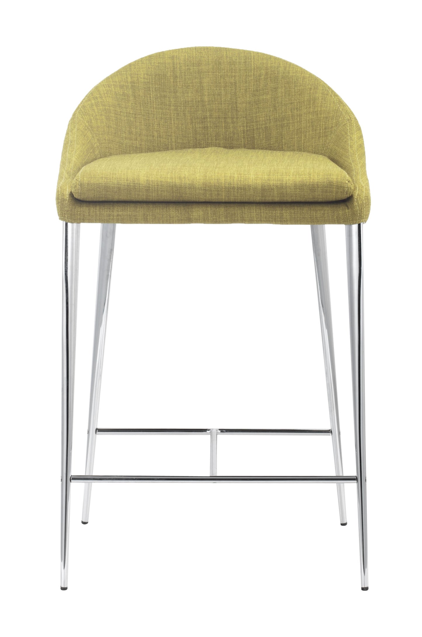 Set Of Two 30" Green and Steel Low Back Counter Height Bar Chairs