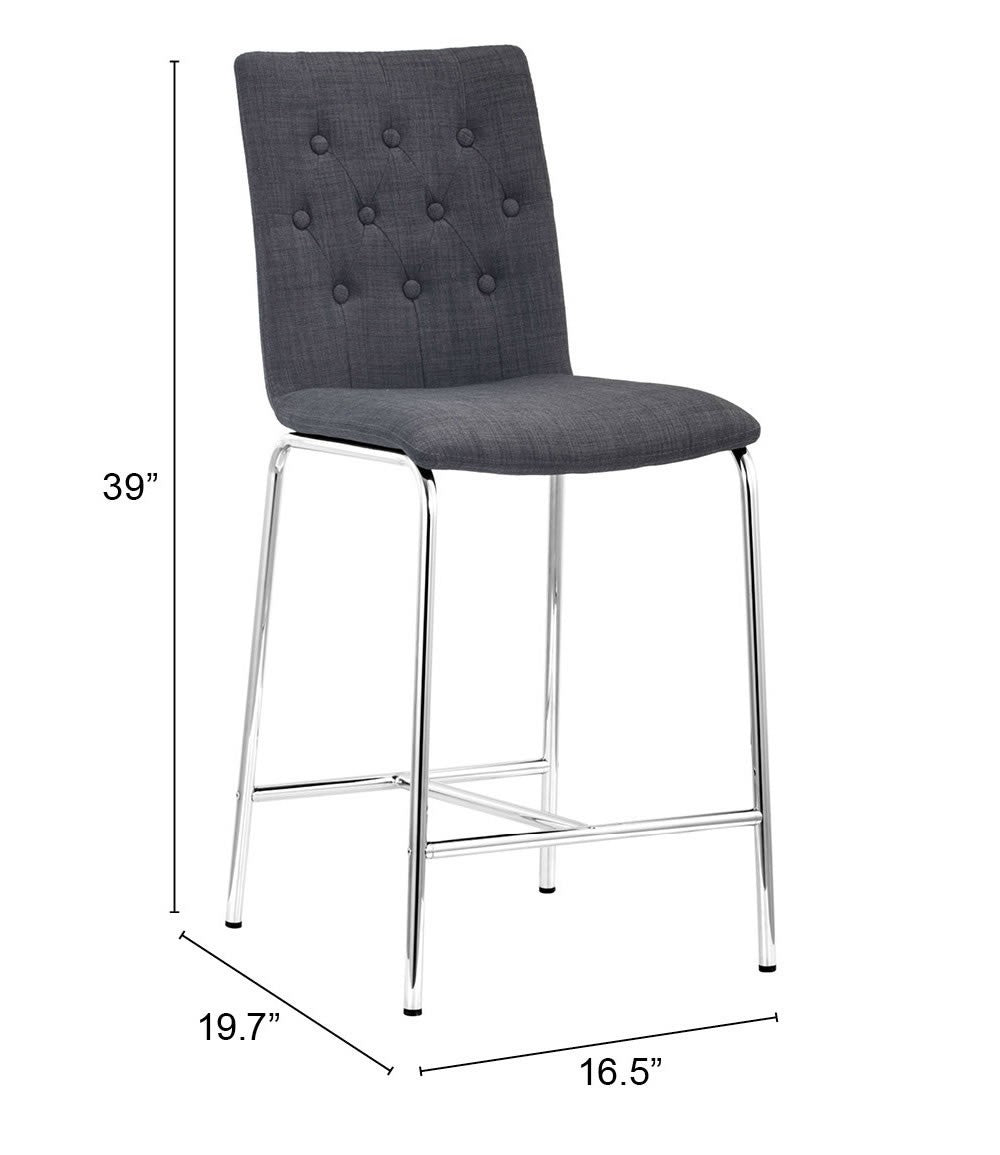 Set Of Two 39" Graphite Low Back Chairs With Footrest
