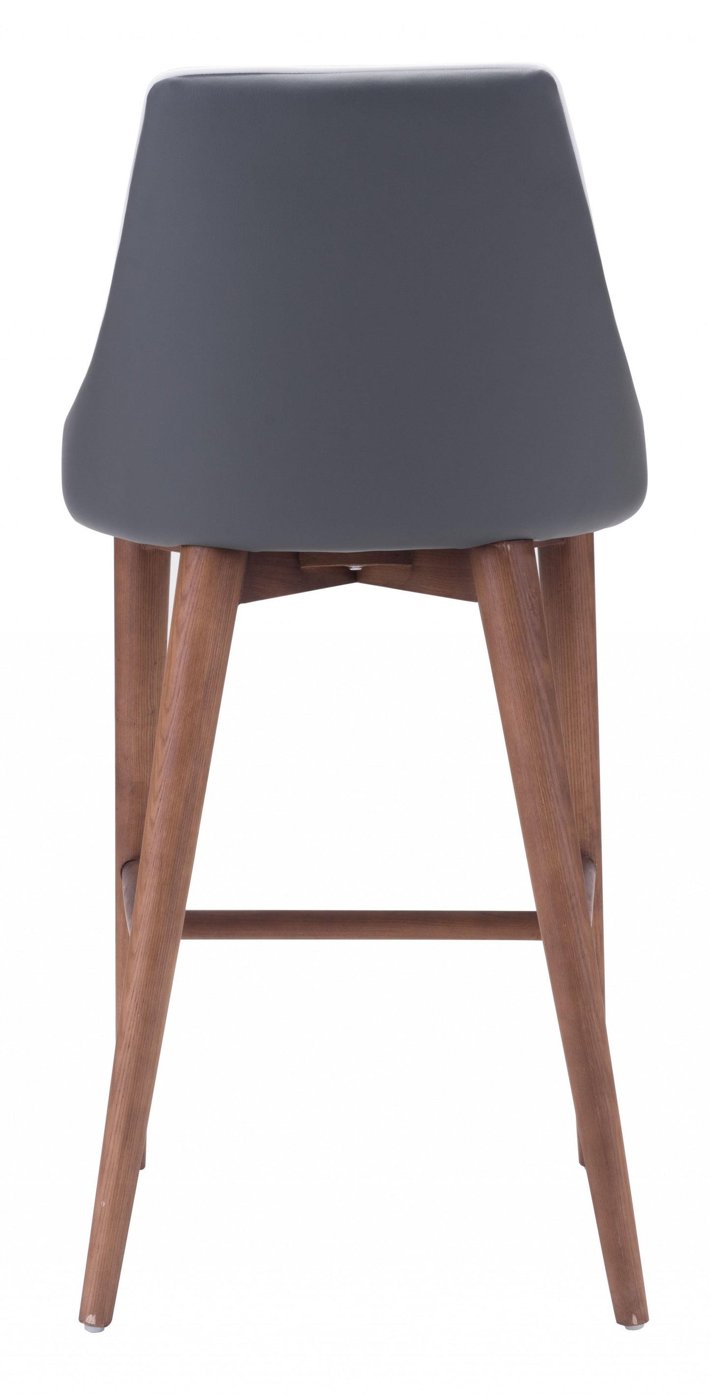 37" Gray And Brown Solid Wood Low Back Counter Height Bar Chair With Footrest