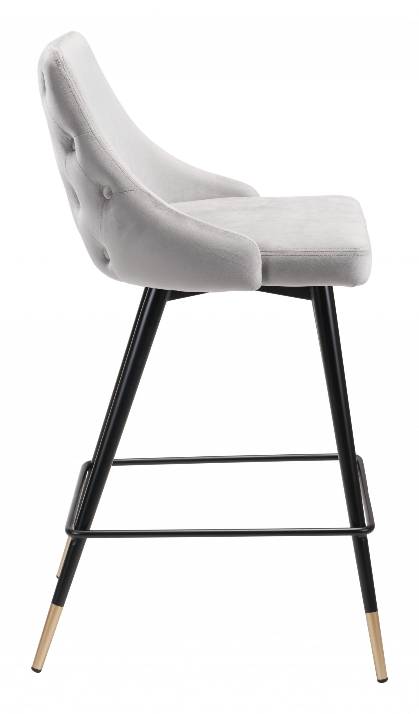 36" Gray Steel Low Back Chair With Footrest