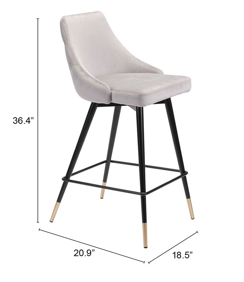 36" Gray Steel Low Back Chair With Footrest