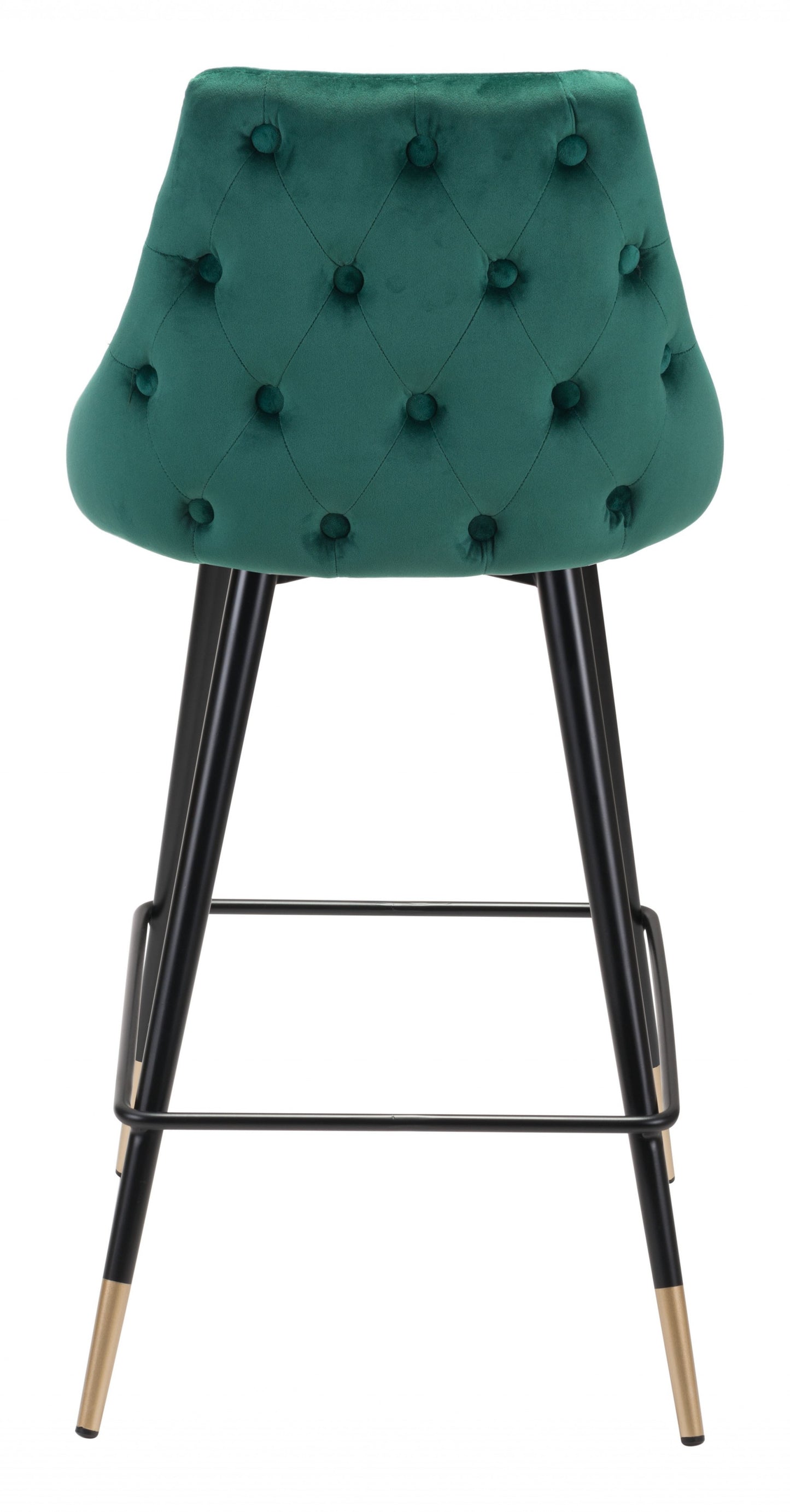 36" Green And Black Steel Low Back Counter Height Bar Chair With Footrest