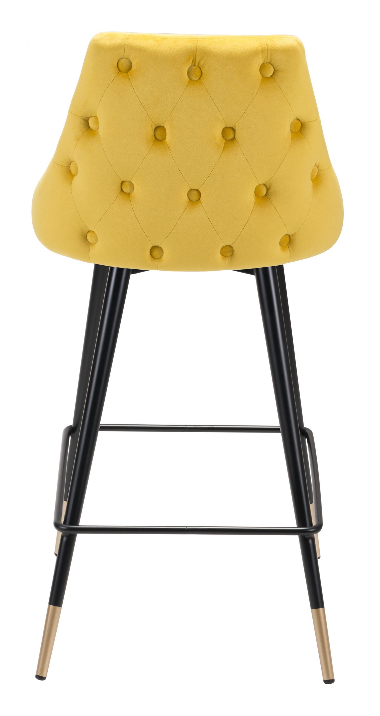 36" Yellow And Black Steel Low Back Counter Height Bar Chair With Footrest