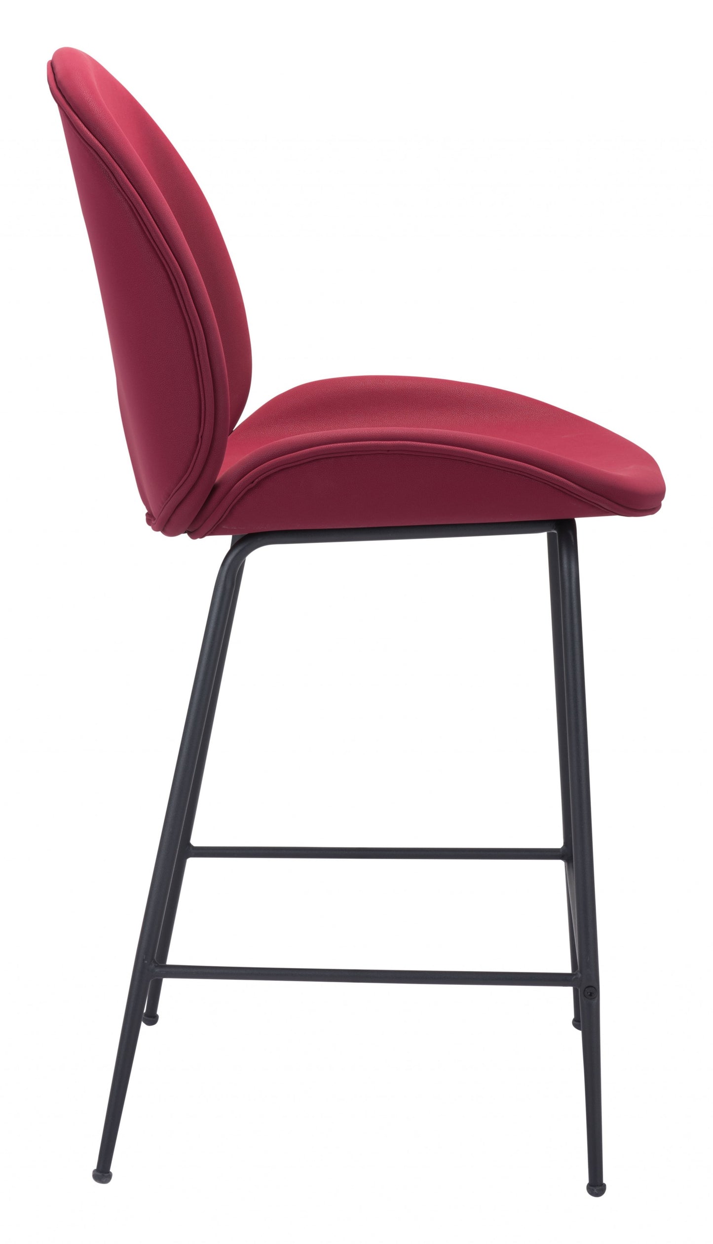 42" Red And Black Steel Low Back Counter Height Bar Chair With Footrest
