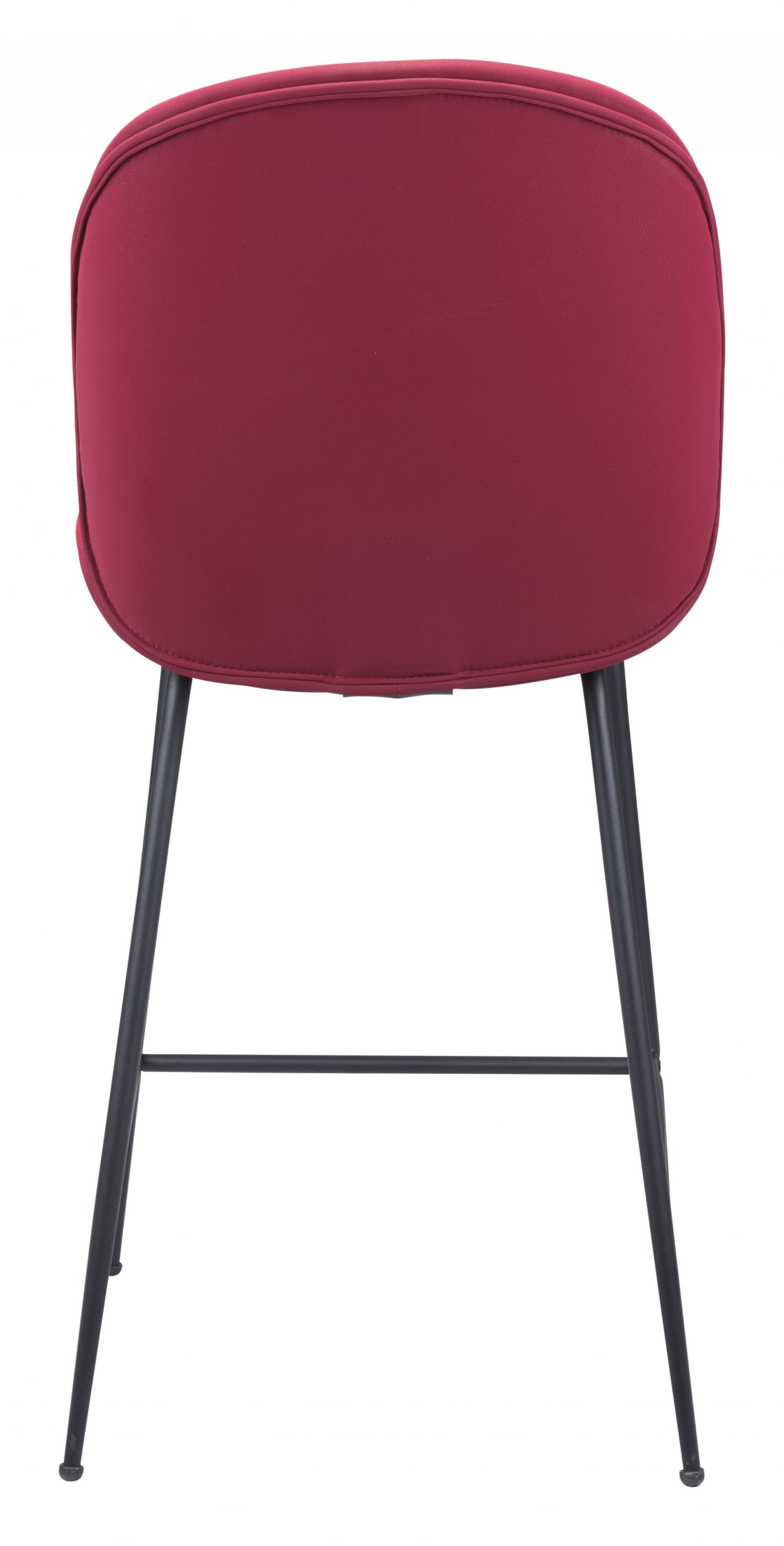 42" Red And Black Steel Low Back Counter Height Bar Chair With Footrest