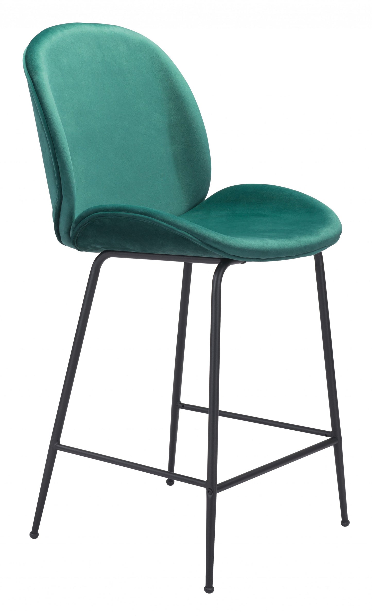 42" Green And Black Steel Low Back Counter Height Bar Chair With Footrest