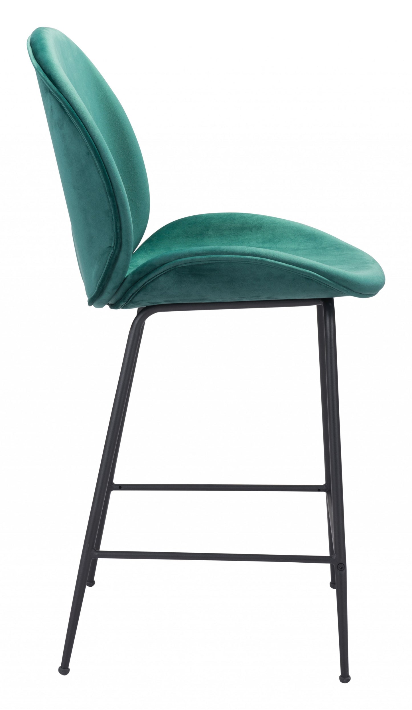 42" Green And Black Steel Low Back Counter Height Bar Chair With Footrest