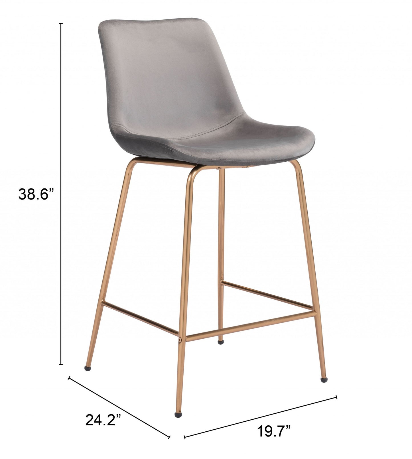 39" Gray Steel Low Back Chair With Footrest