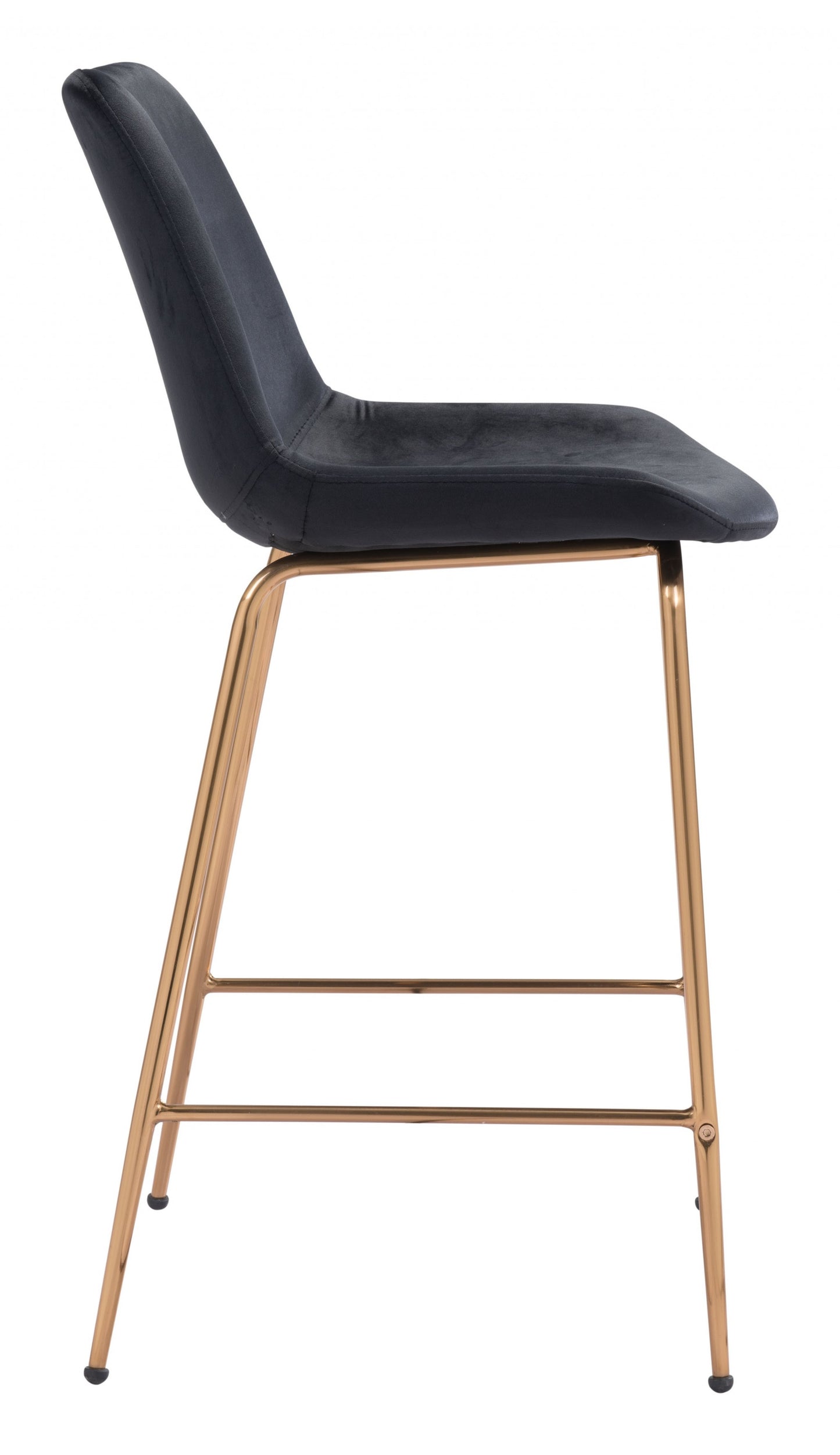 39" Black and Copper Gold Low Back Counter Height Bar Chair With Footrest