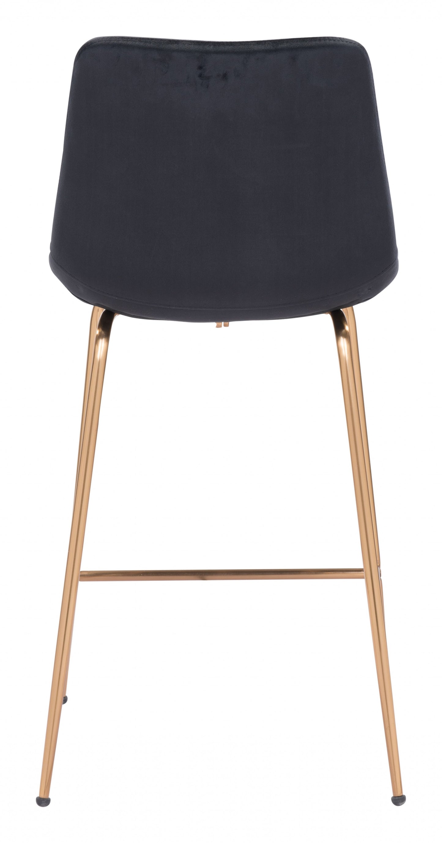 39" Black and Copper Gold Low Back Counter Height Bar Chair With Footrest