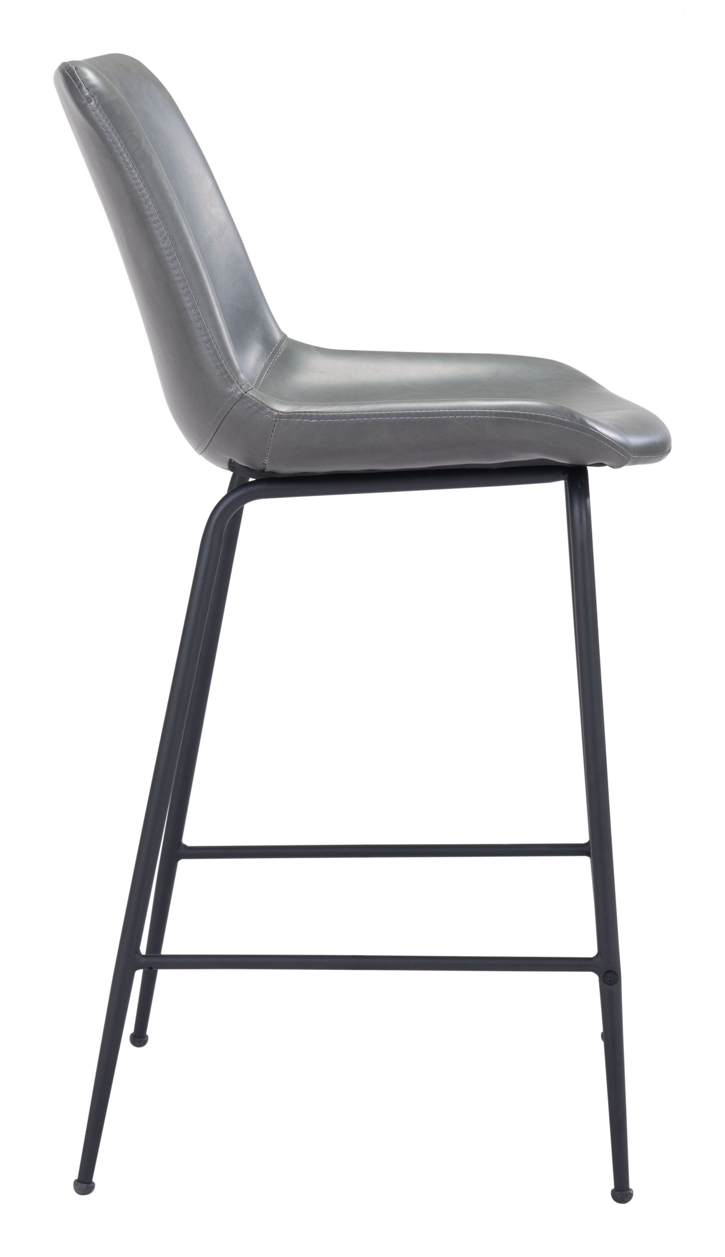 39" Gray And Black Steel Low Back Counter Height Bar Chair With Footrest