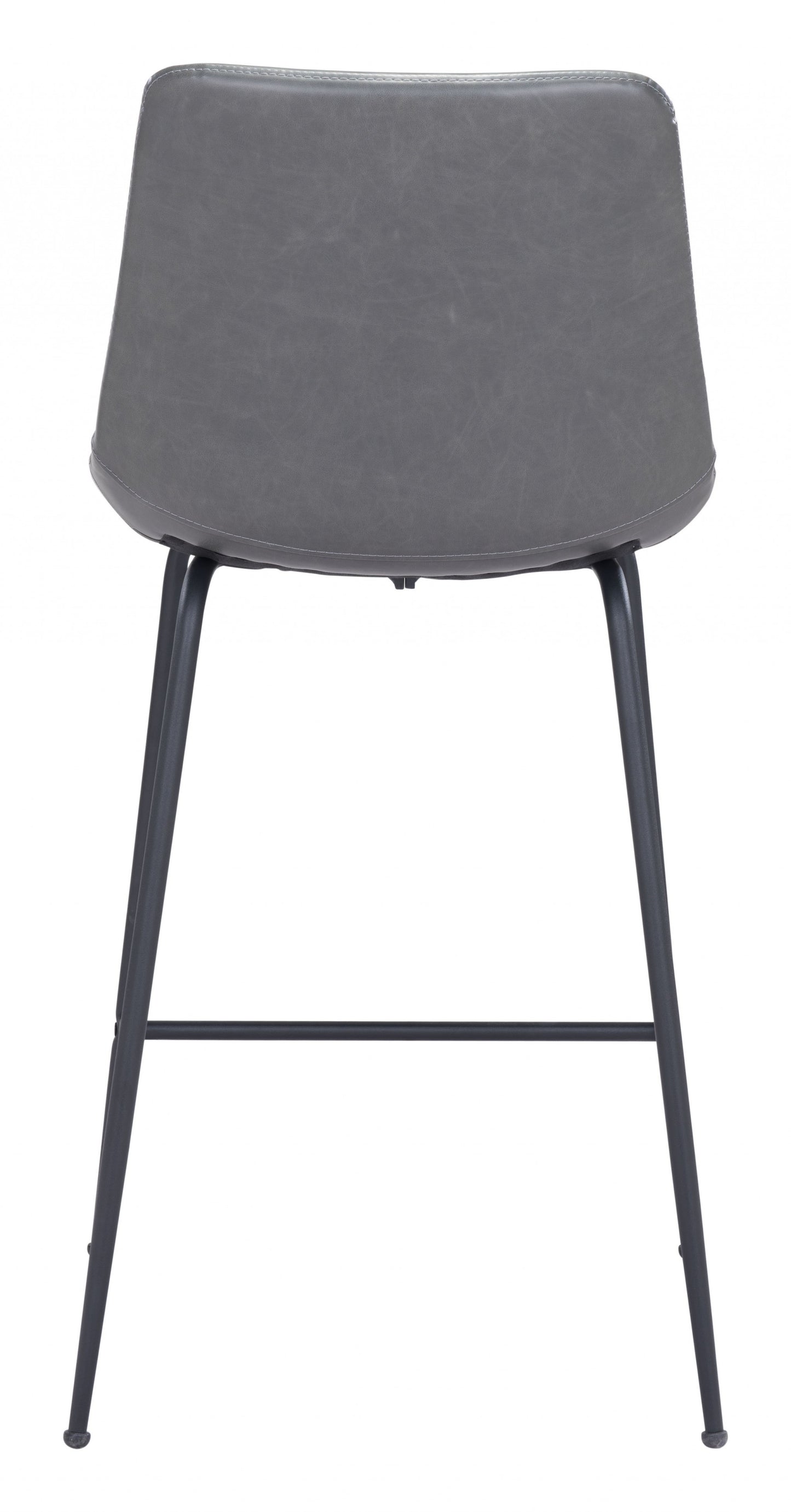 39" Gray And Black Steel Low Back Counter Height Bar Chair With Footrest