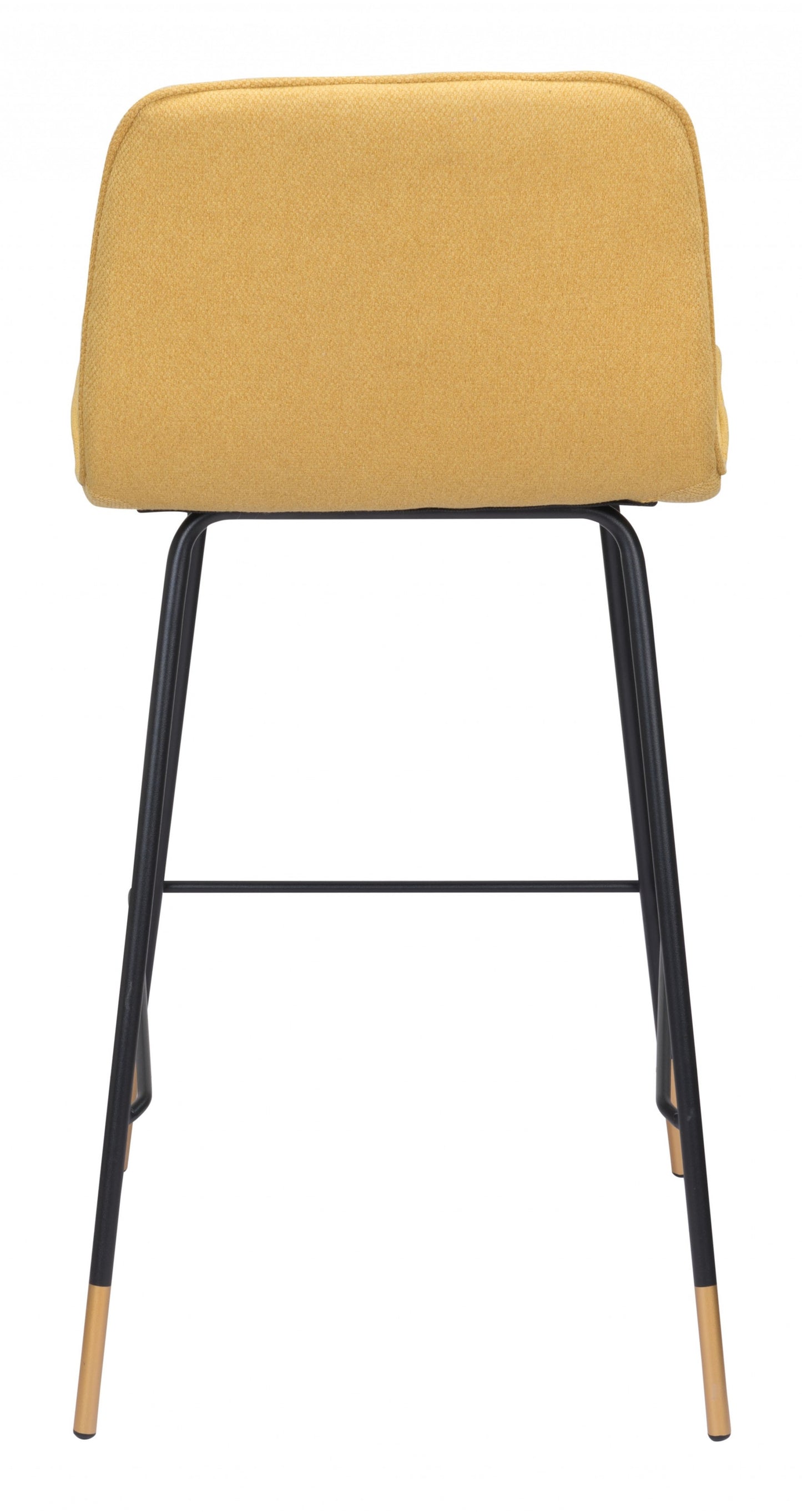 37" Yellow Upholstery and Black Steel Counter Height Bar Chair With Footrest