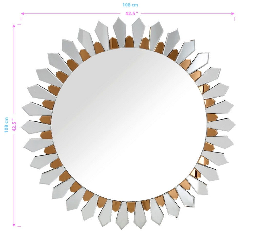 Gold Round Accent Glass Mirror