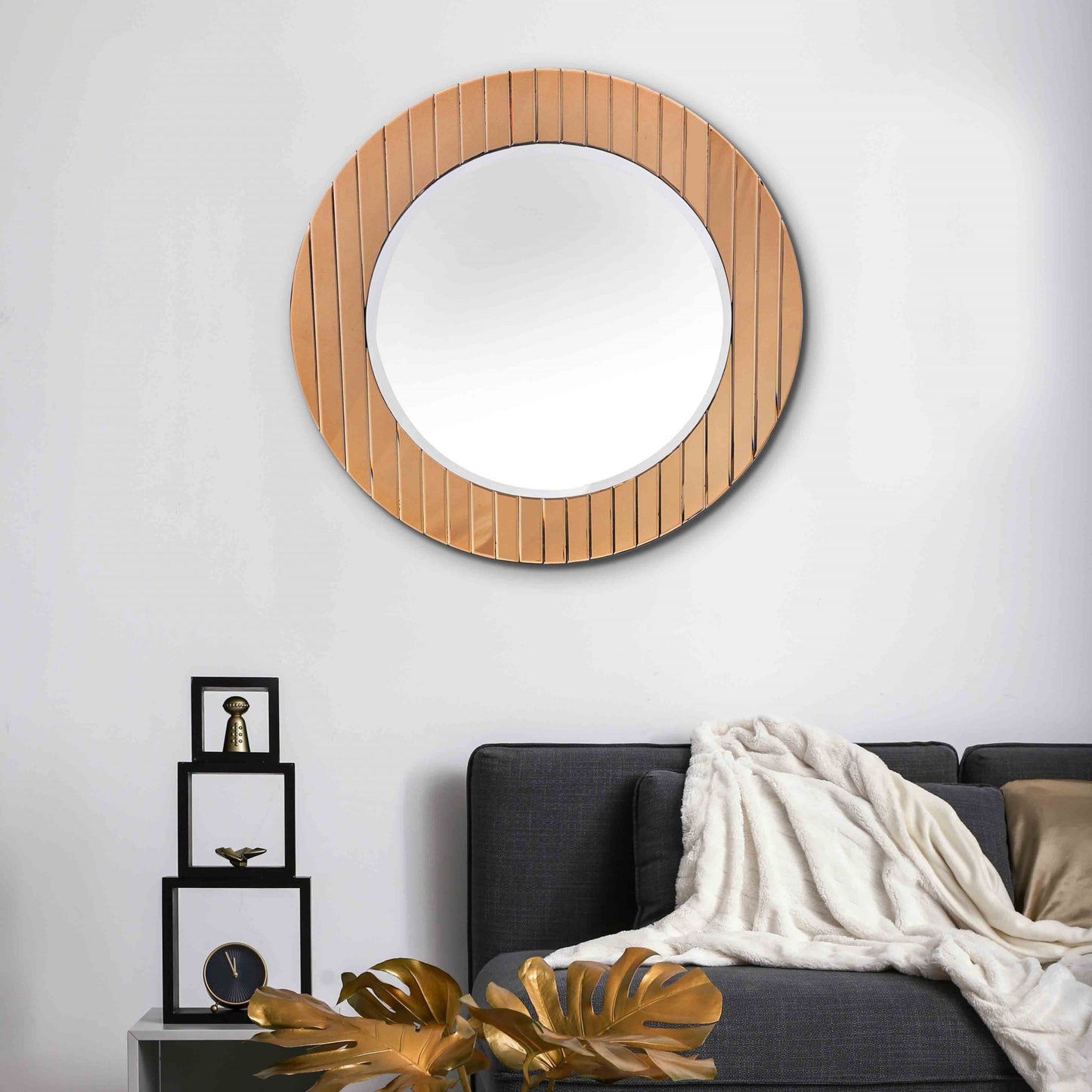 Gold Round Accent Glass Mirror