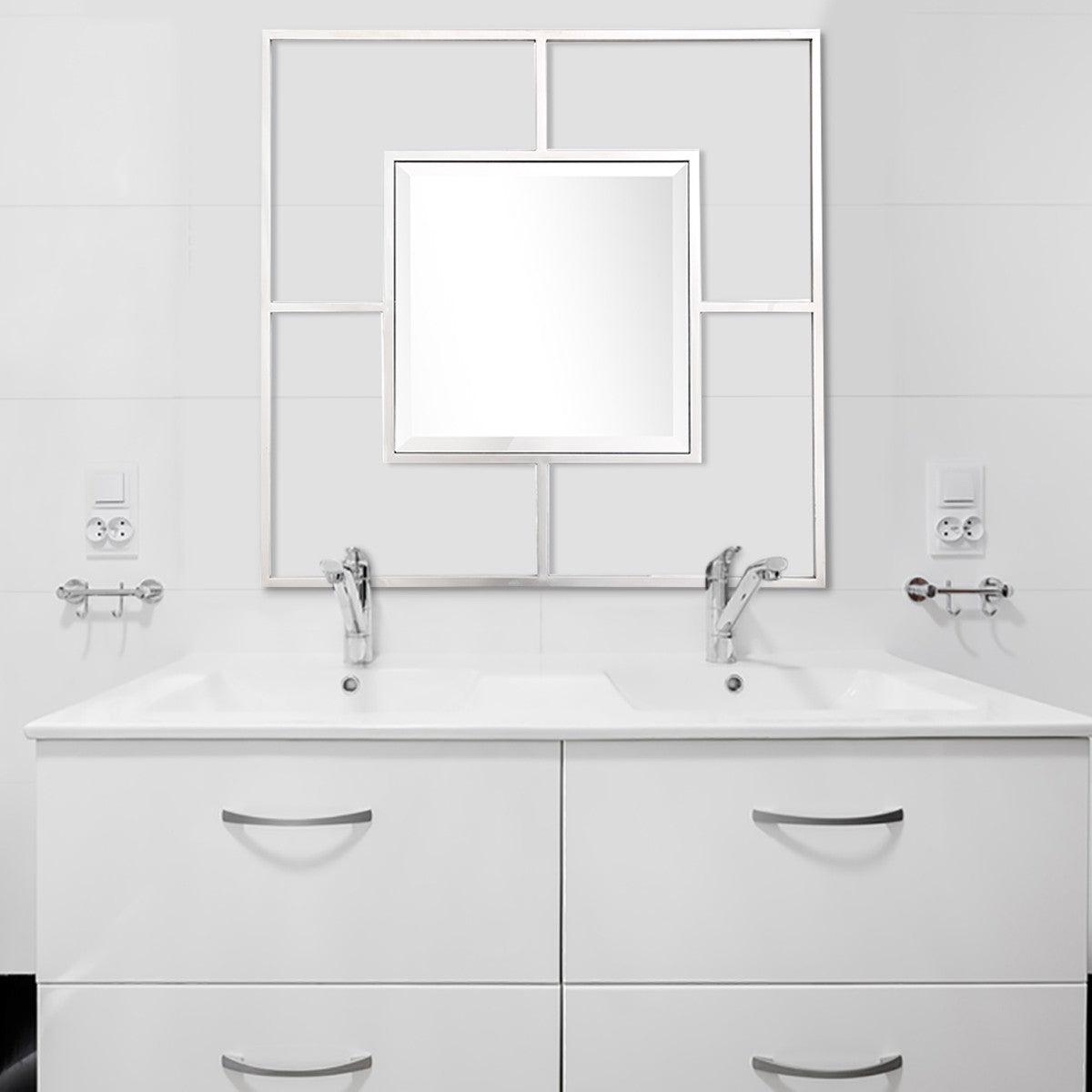 Silver Square Accent Metal Mirror