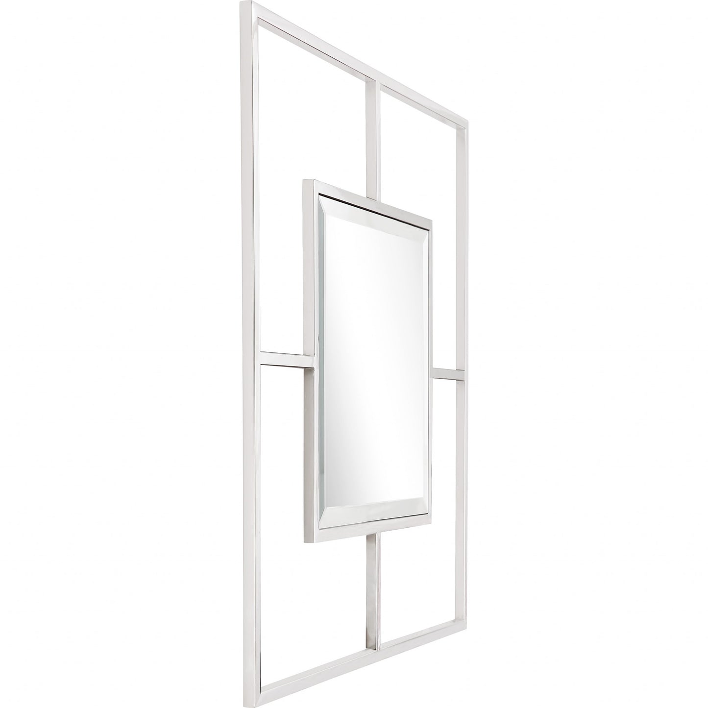 Silver Square Accent Metal Mirror