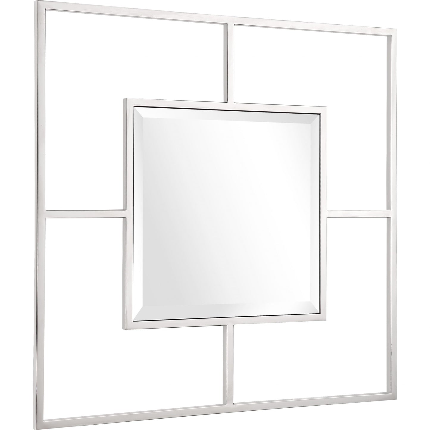 Silver Square Accent Metal Mirror