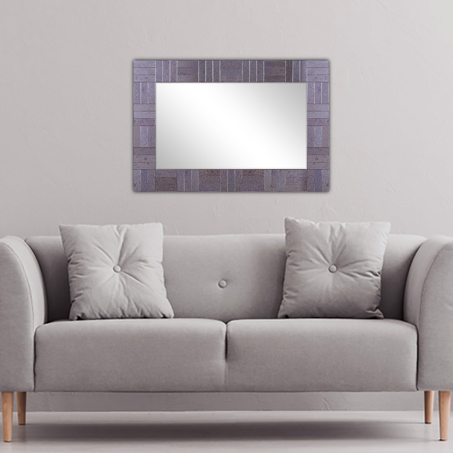 Gray Rectangle Accent Glass Mirror