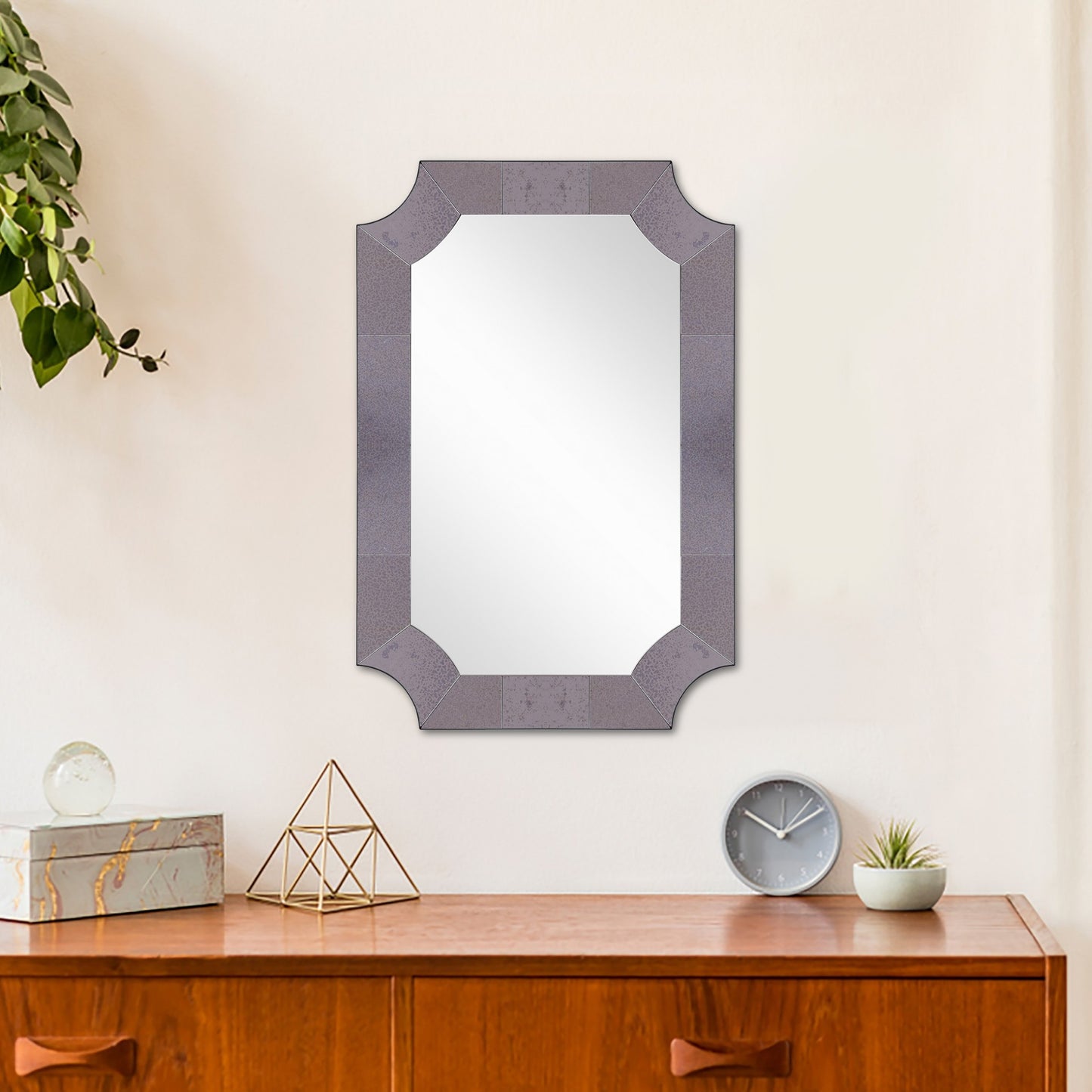 Gray Novelty Accent Glass Mirror