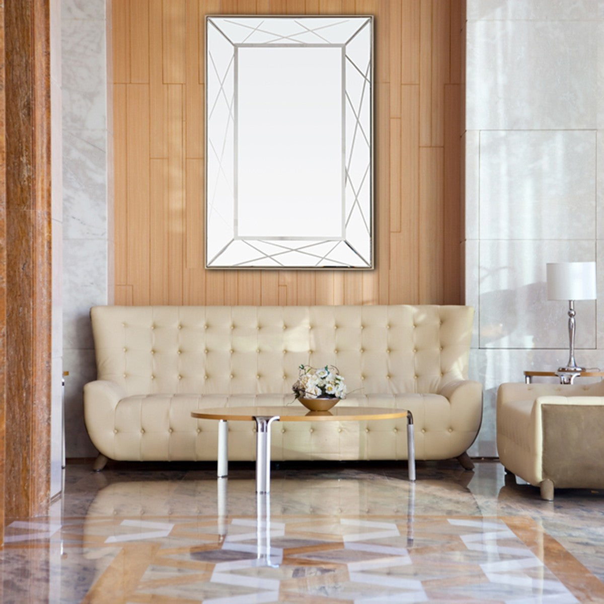 Champagne Rectangle Accent Metal Mirror