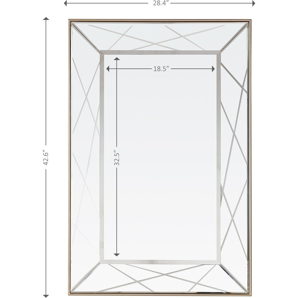 Champagne Rectangle Accent Metal Mirror