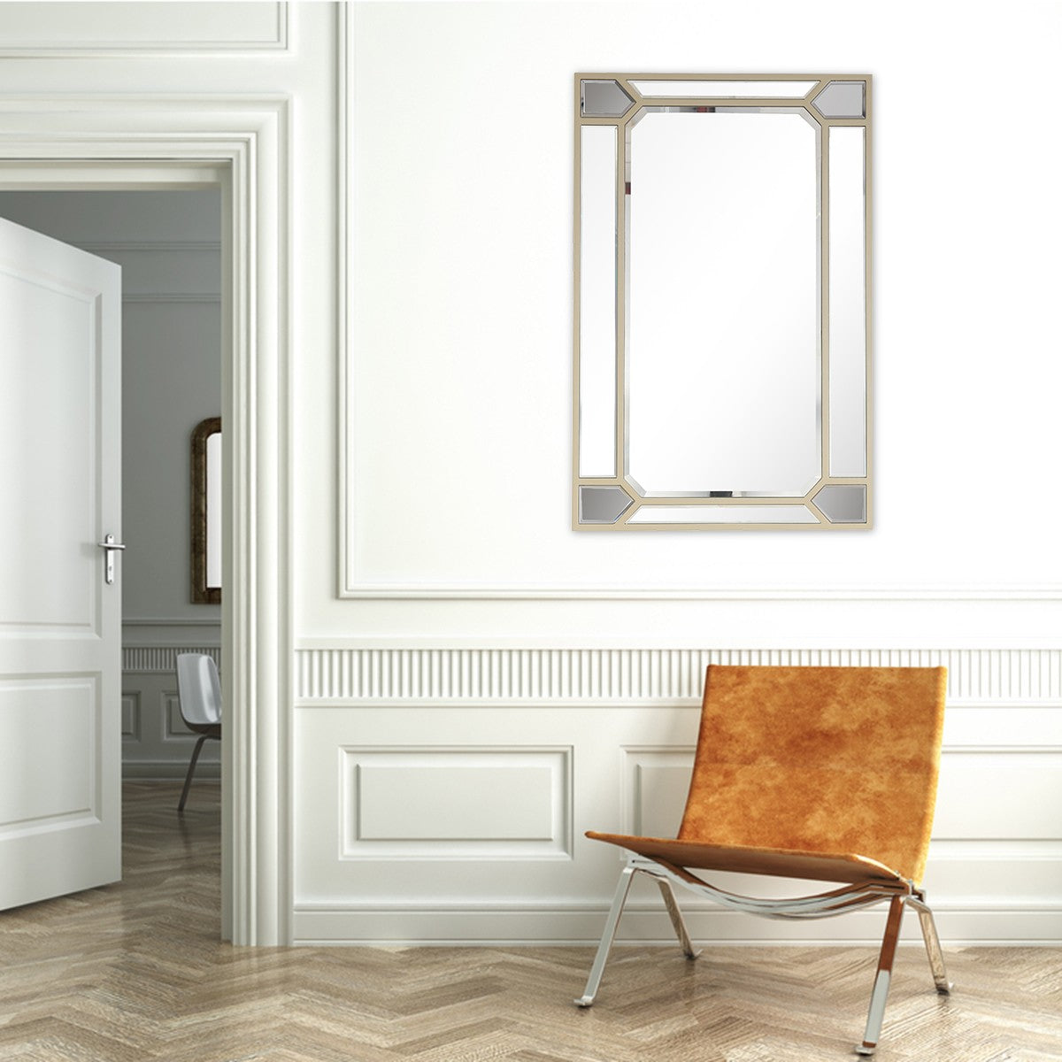 Silver Rectangle Accent Metal Mirror