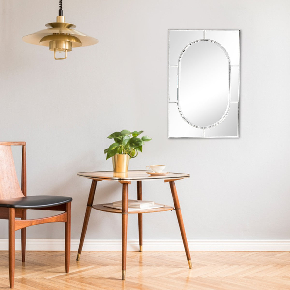 Silver Rectangle Accent Metal Mirror