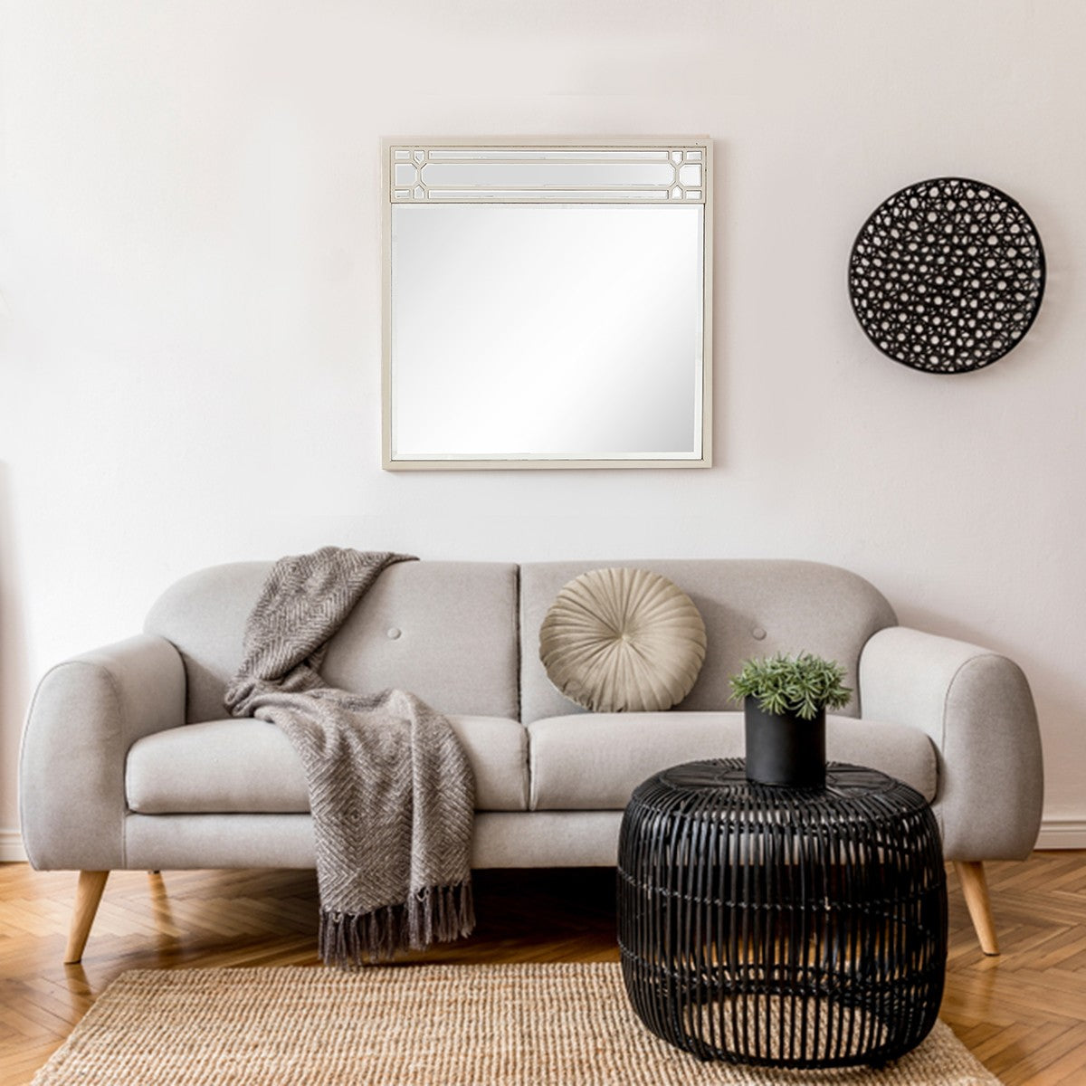 Champagne Square Accent Metal Mirror