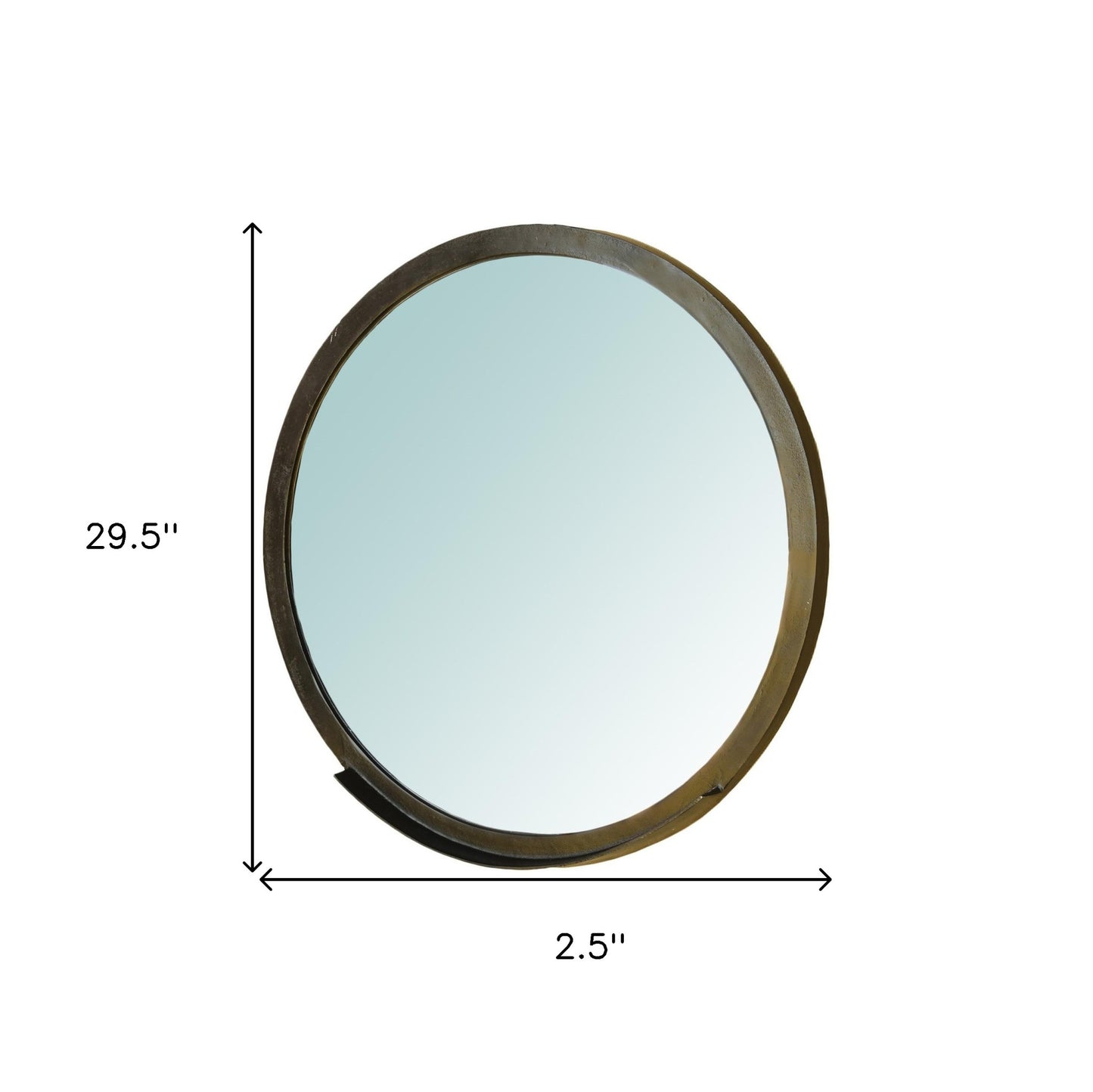 Gold Cast Aluminum Round Wall Mirror