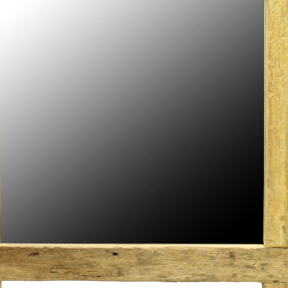 Light Brown Reclaimed Wood Square Mirror