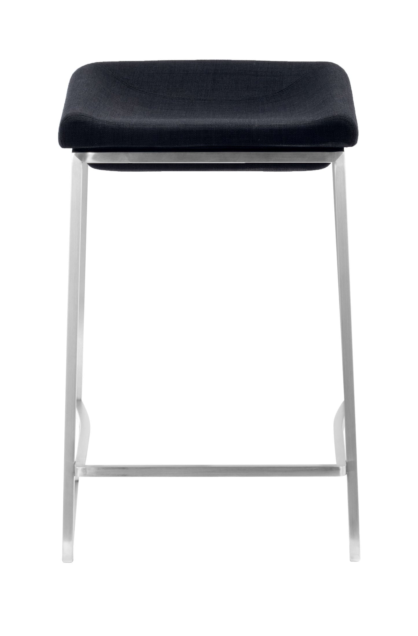 Set of Two " Black and Gray Stainless Steel Swivel Backless Counter Height Bar Chairs with Footrest