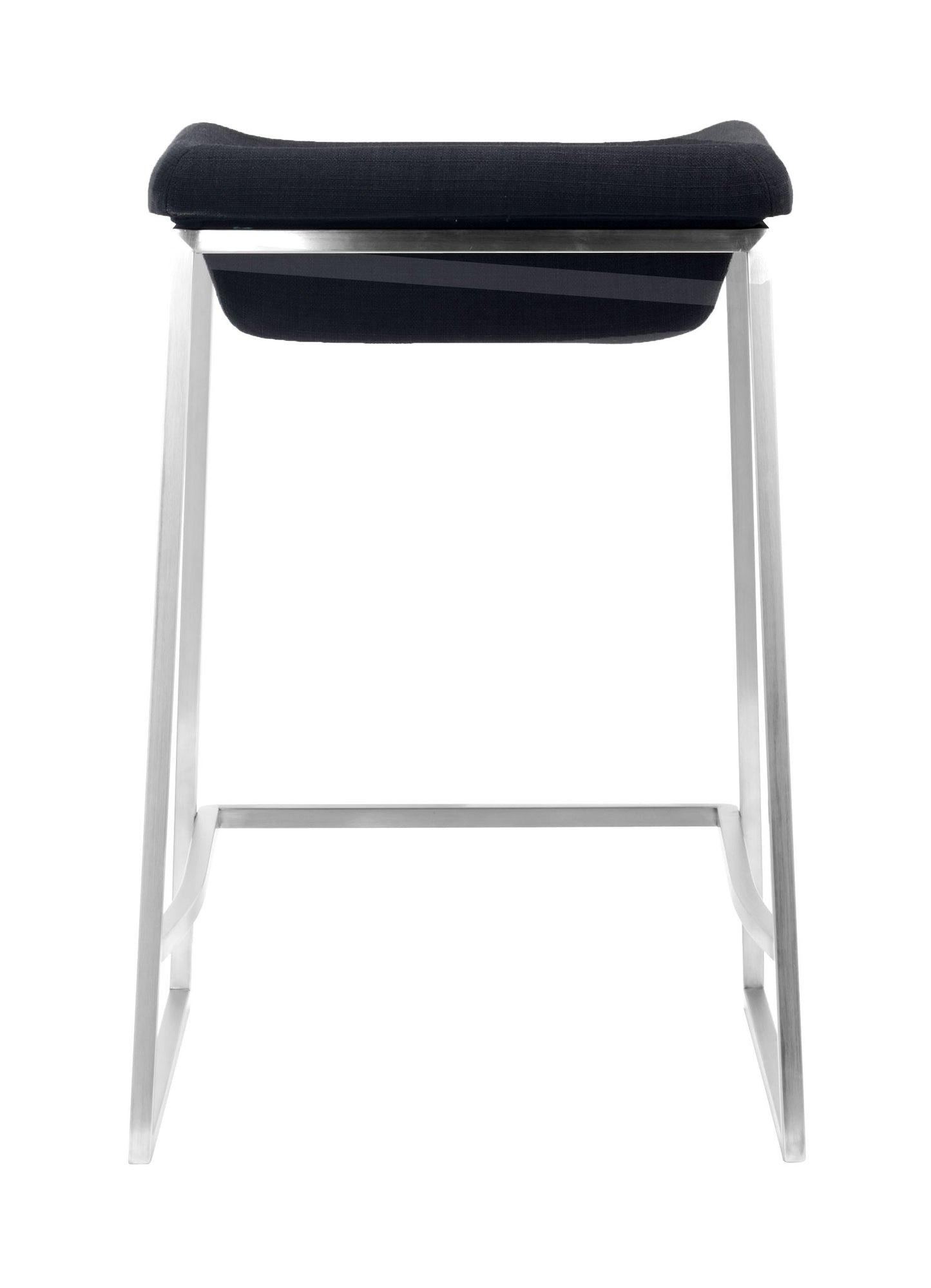 Set of Two " Black and Gray Stainless Steel Swivel Backless Counter Height Bar Chairs with Footrest