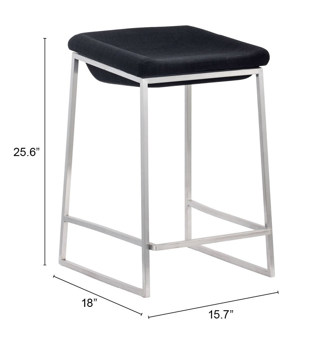 Set of Two " Black and Gray Stainless Steel Swivel Backless Counter Height Bar Chairs with Footrest