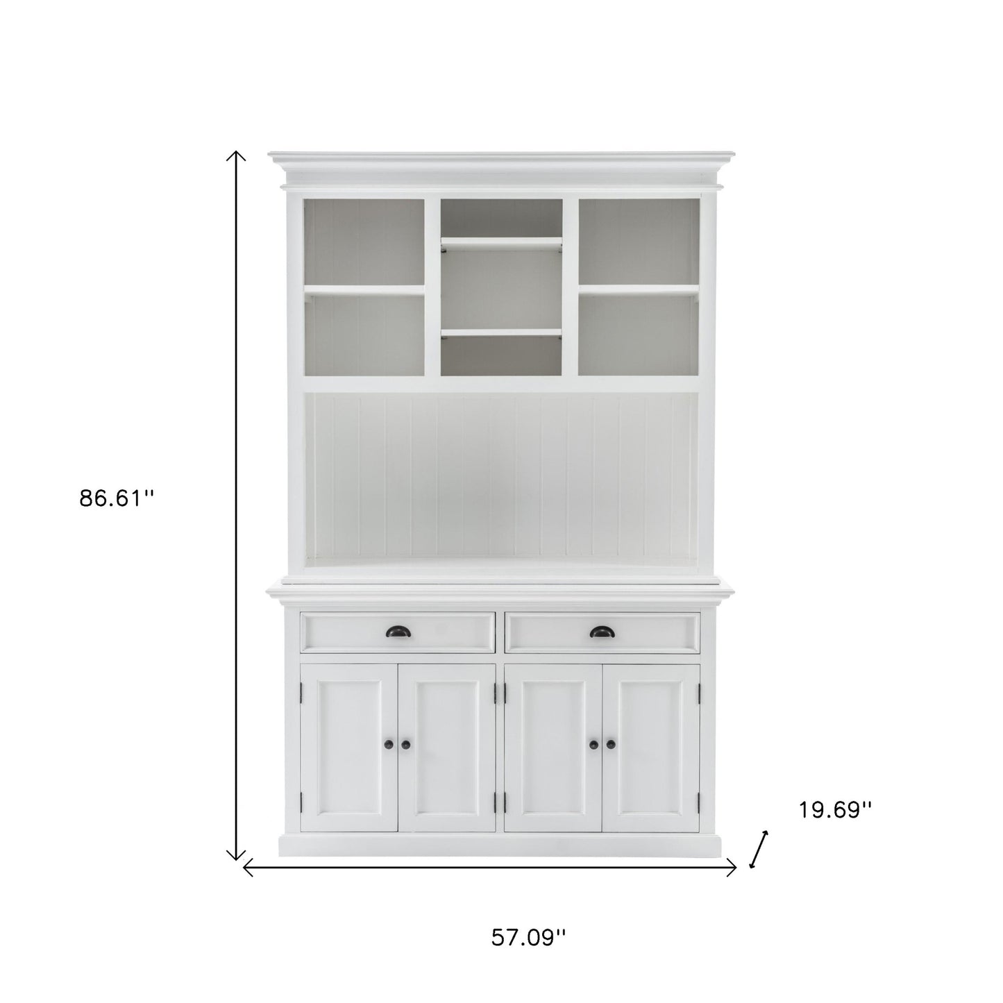 Classic White Buffet Hutch Unit with 2 Adjustable Shelves