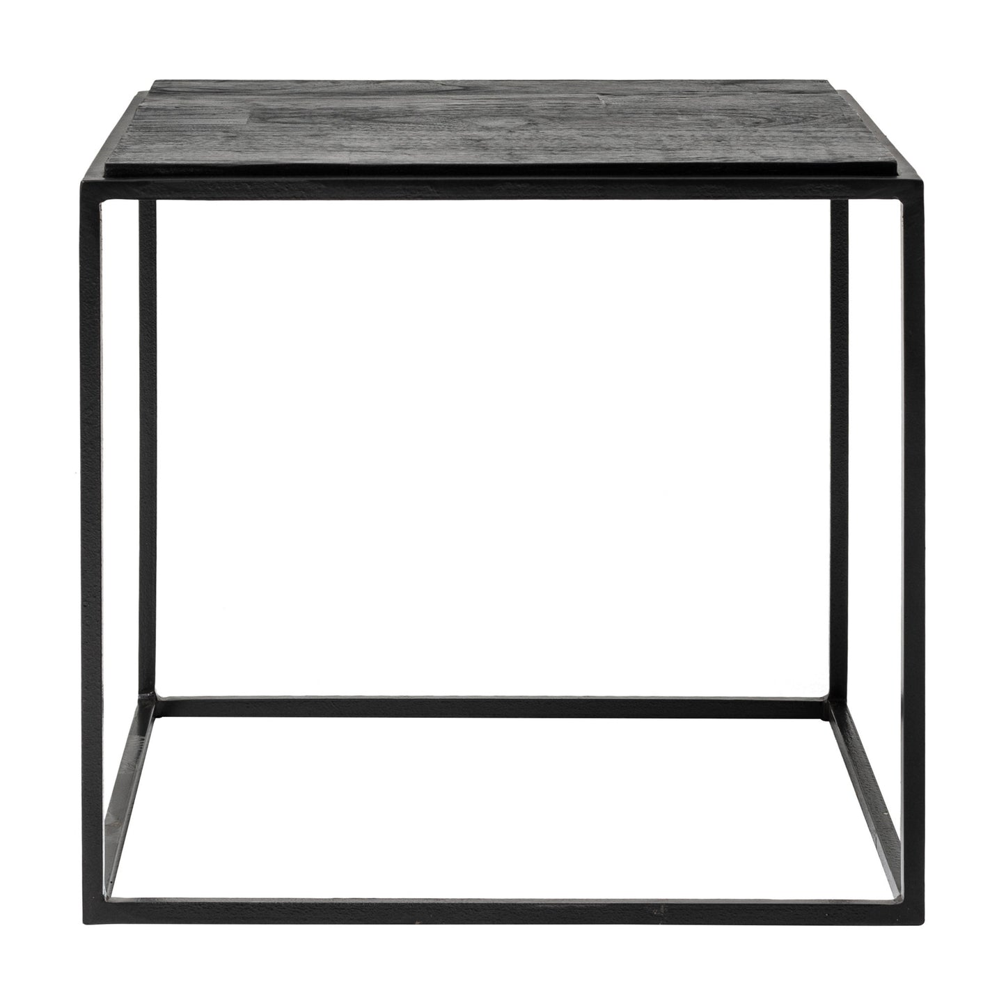 Set of Three Black and Brown Reclaimed Wood And Iron Nested Coffee Tables