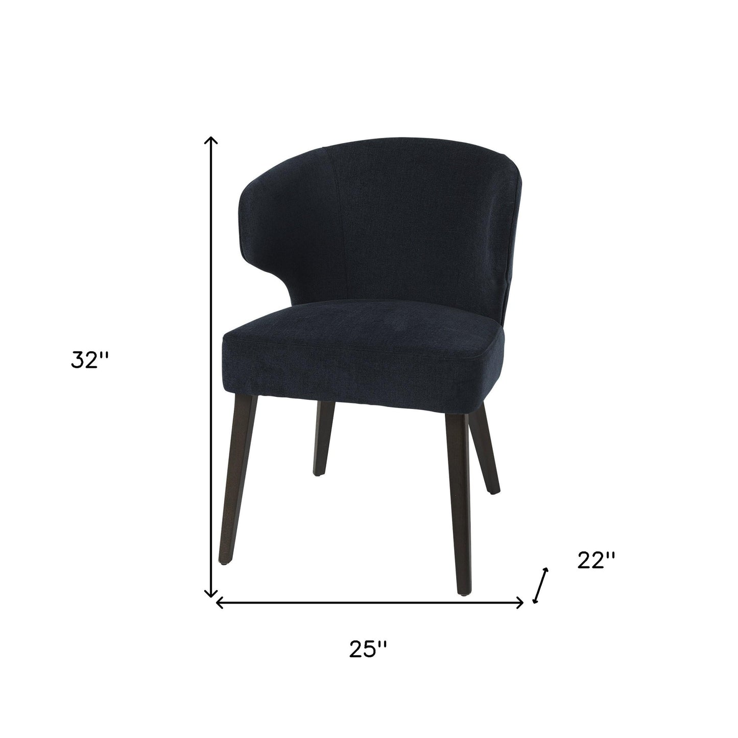 Dark Navy and Black Mid Century Wingback Dining Chair