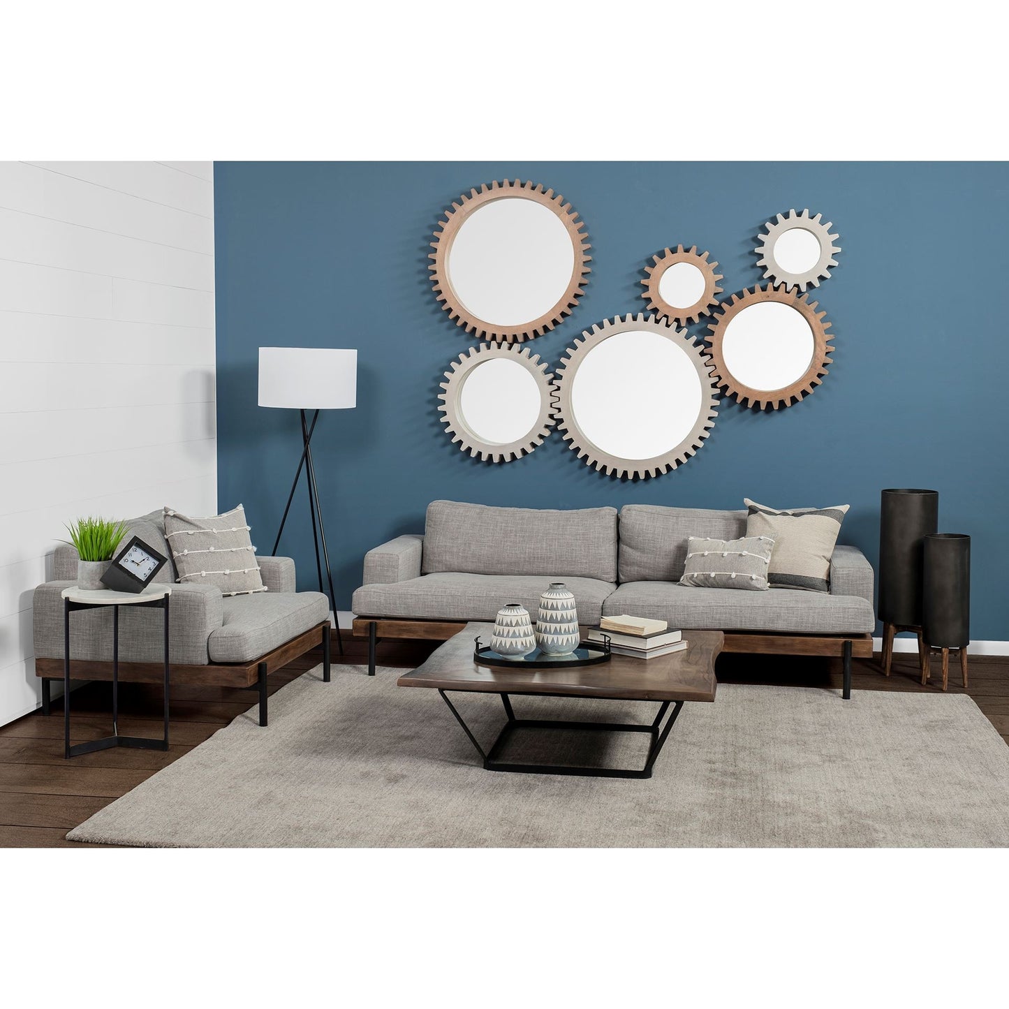 8" Ceramic Gray and Ivory Abstract Round Table Vase