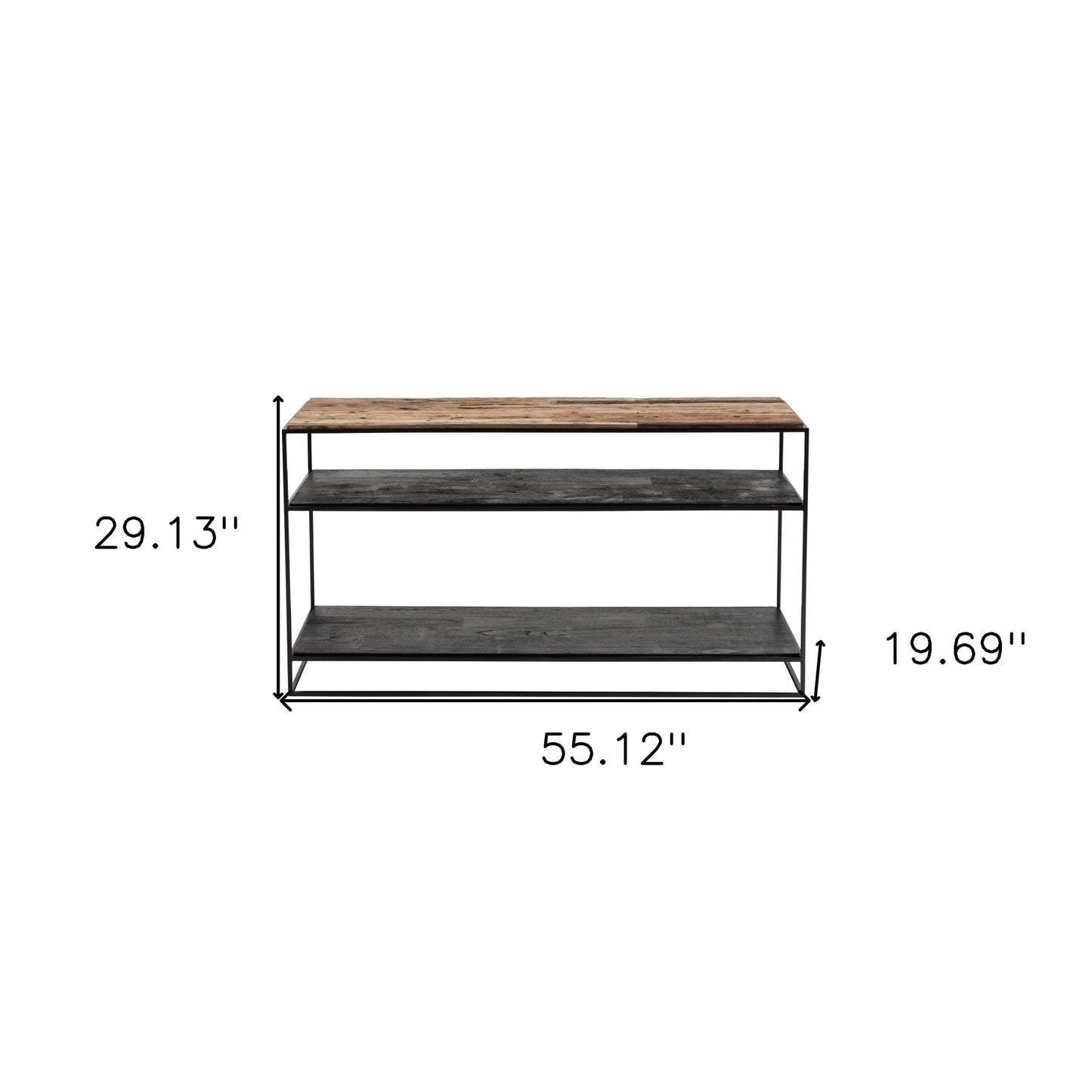 55" Natural and Black Frame Console Table With Storage