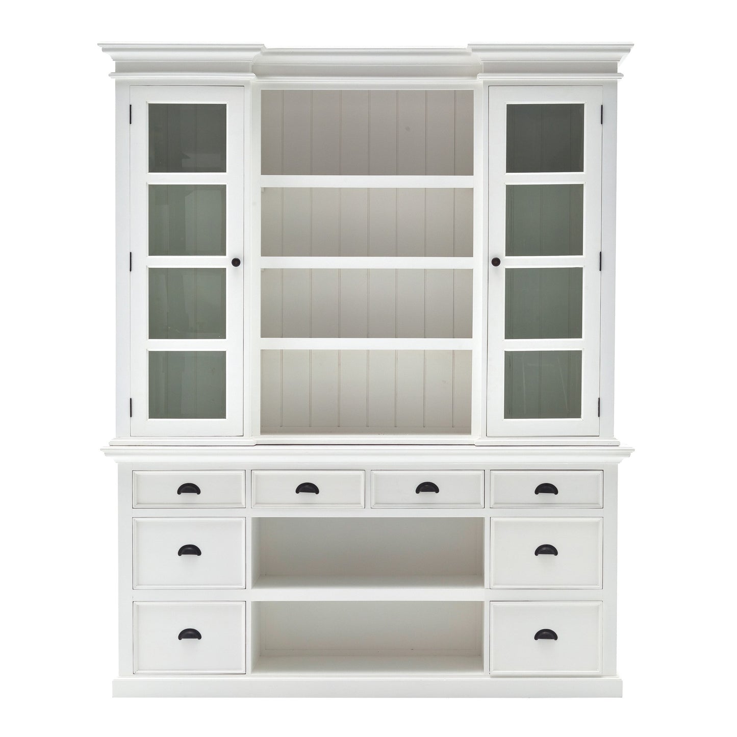 Classic White Library Hutch with Basket Set