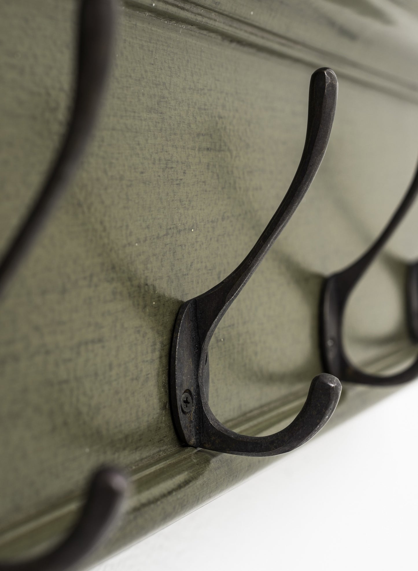 Rustic Antiqued Green Four Hook Hanging Coat Rack