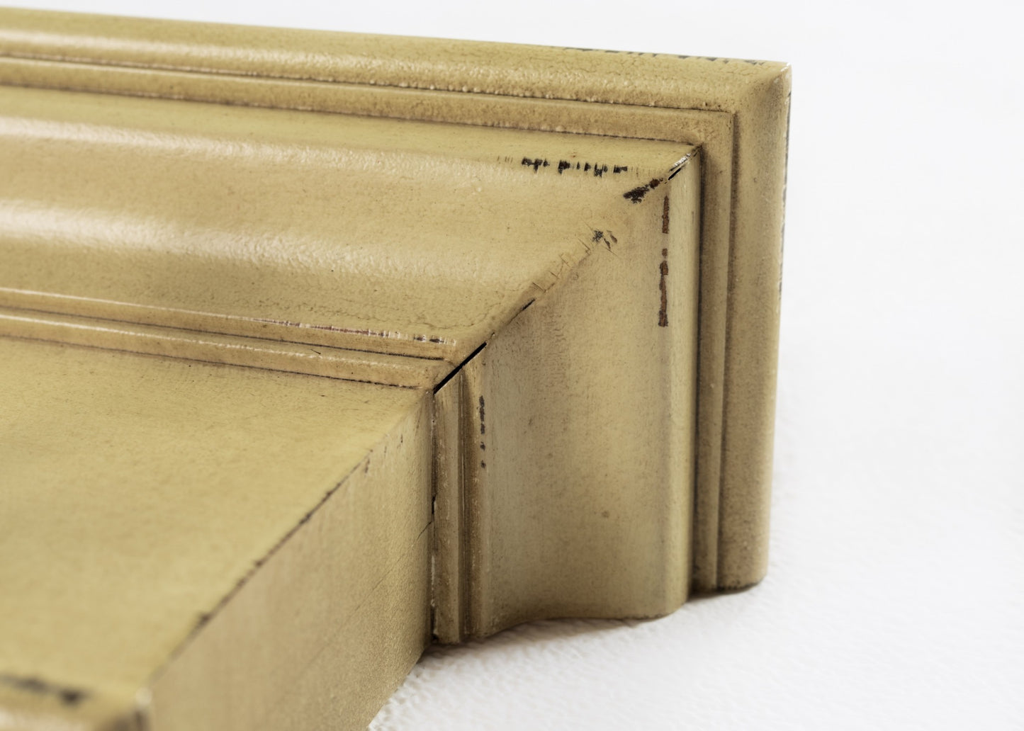 Rustic Antiqued Yellow Wood Four Hook Hanging Coat Rack