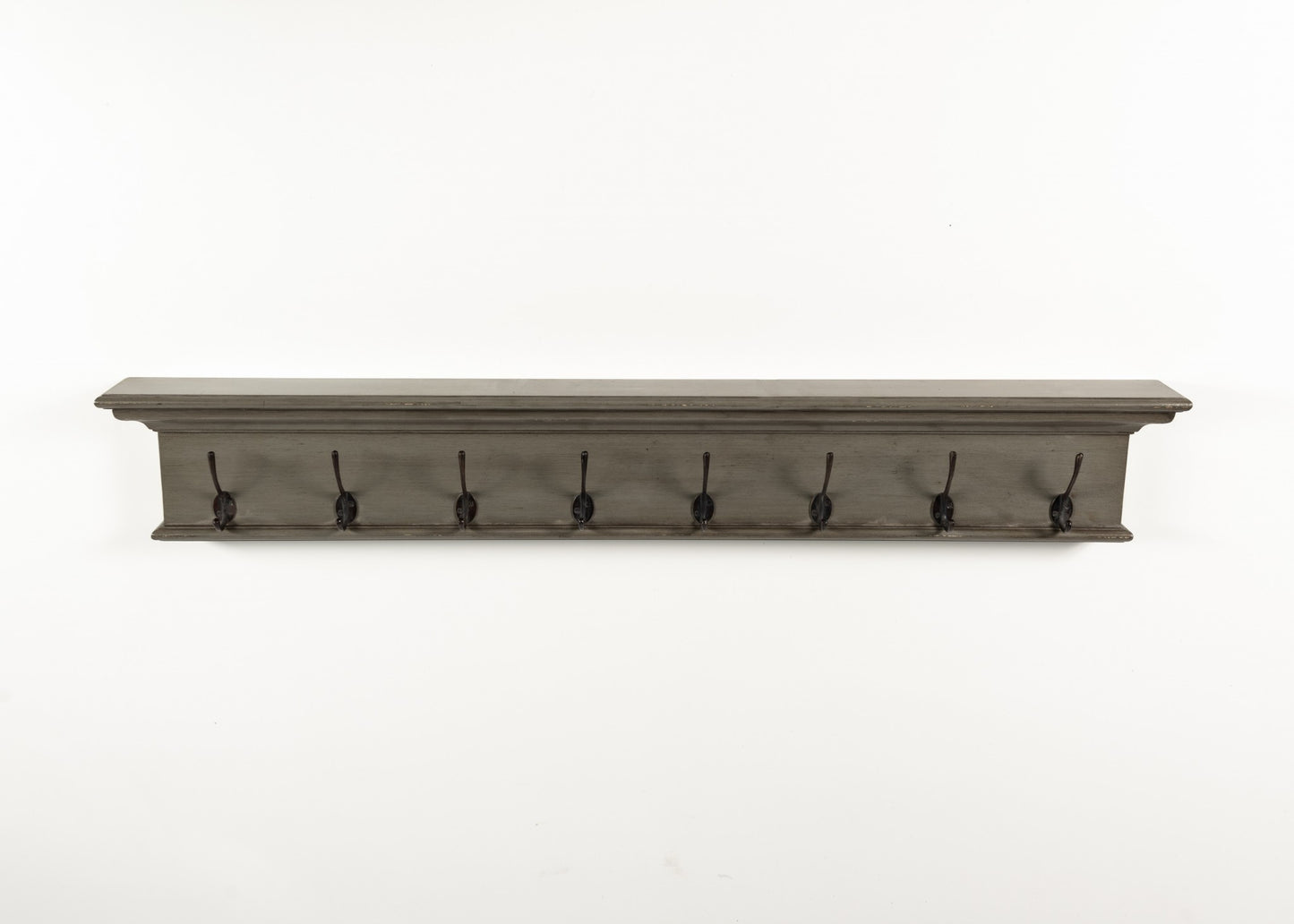 Rustic Antiqued Gray Eight Hook Hanging Coat Rack