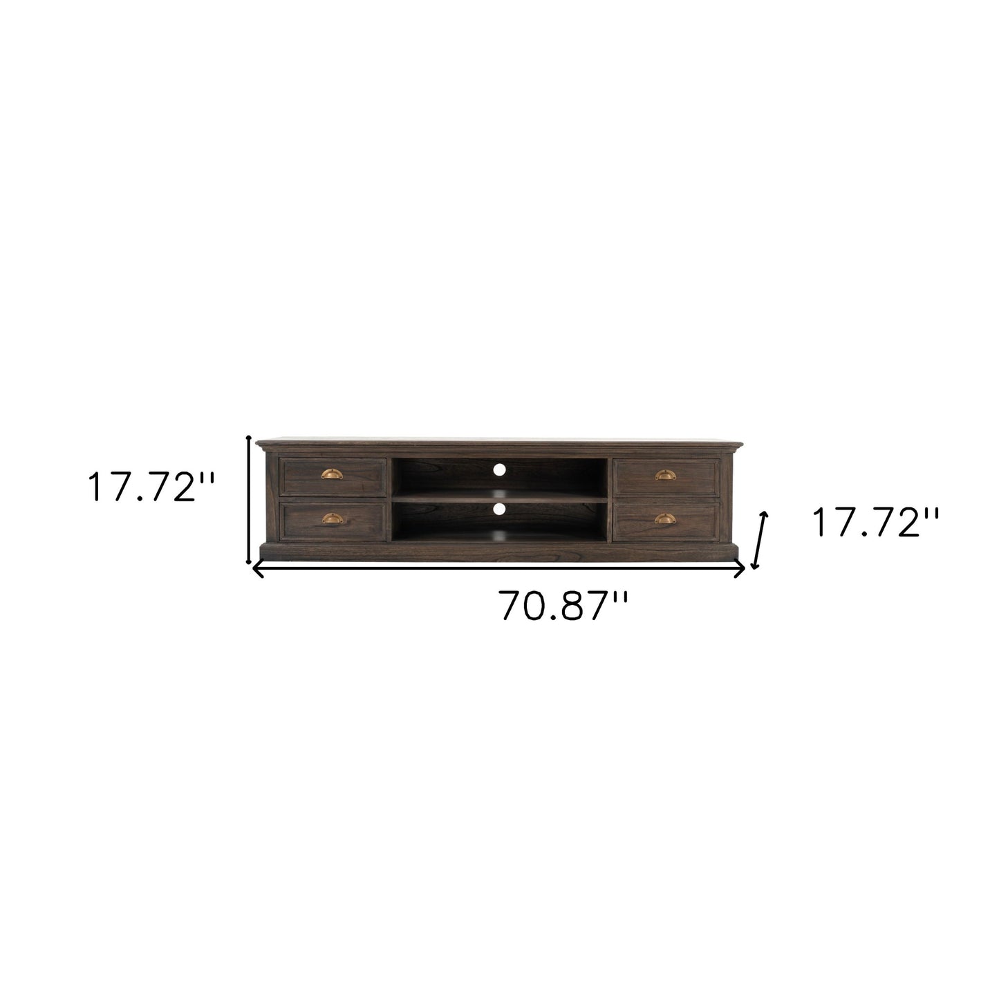 71" Black Wash Wood Entertainment Unit with Four Drawers