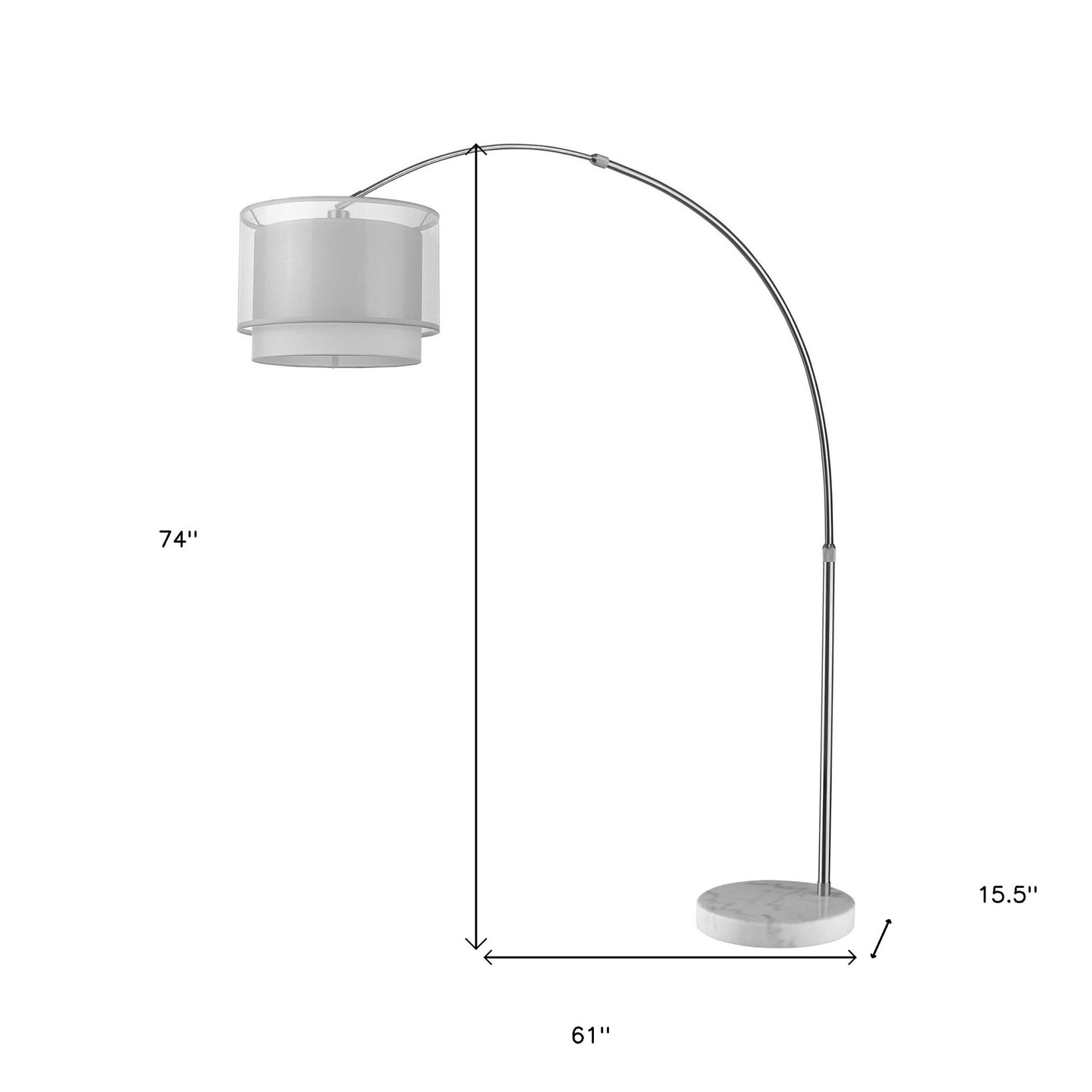 74" Brushed Nickel Arched/Arc Floor Lamp With Shade