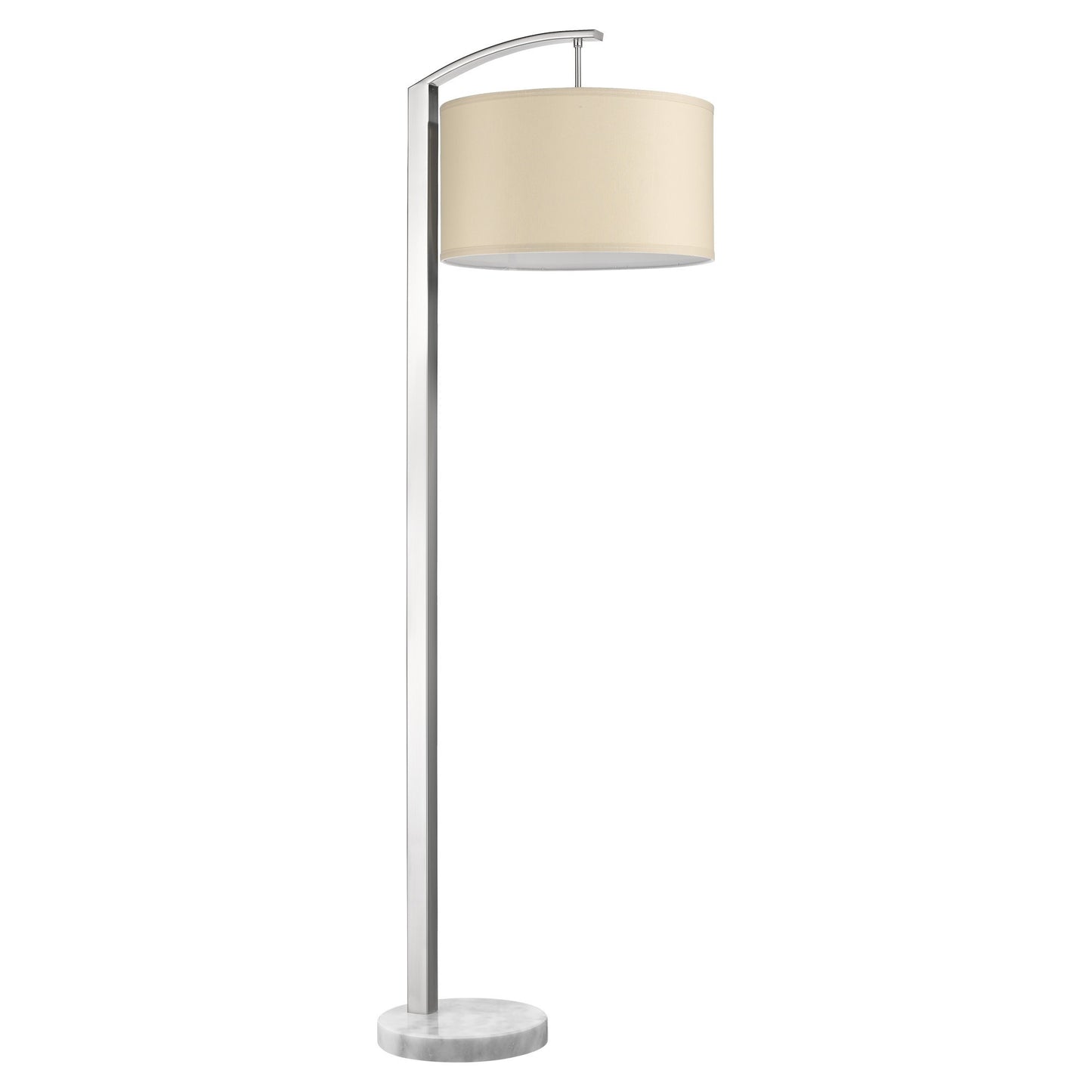Station 1-Light Brushed Nickel Floor Lamp With Coarse Ivory Linen Shade