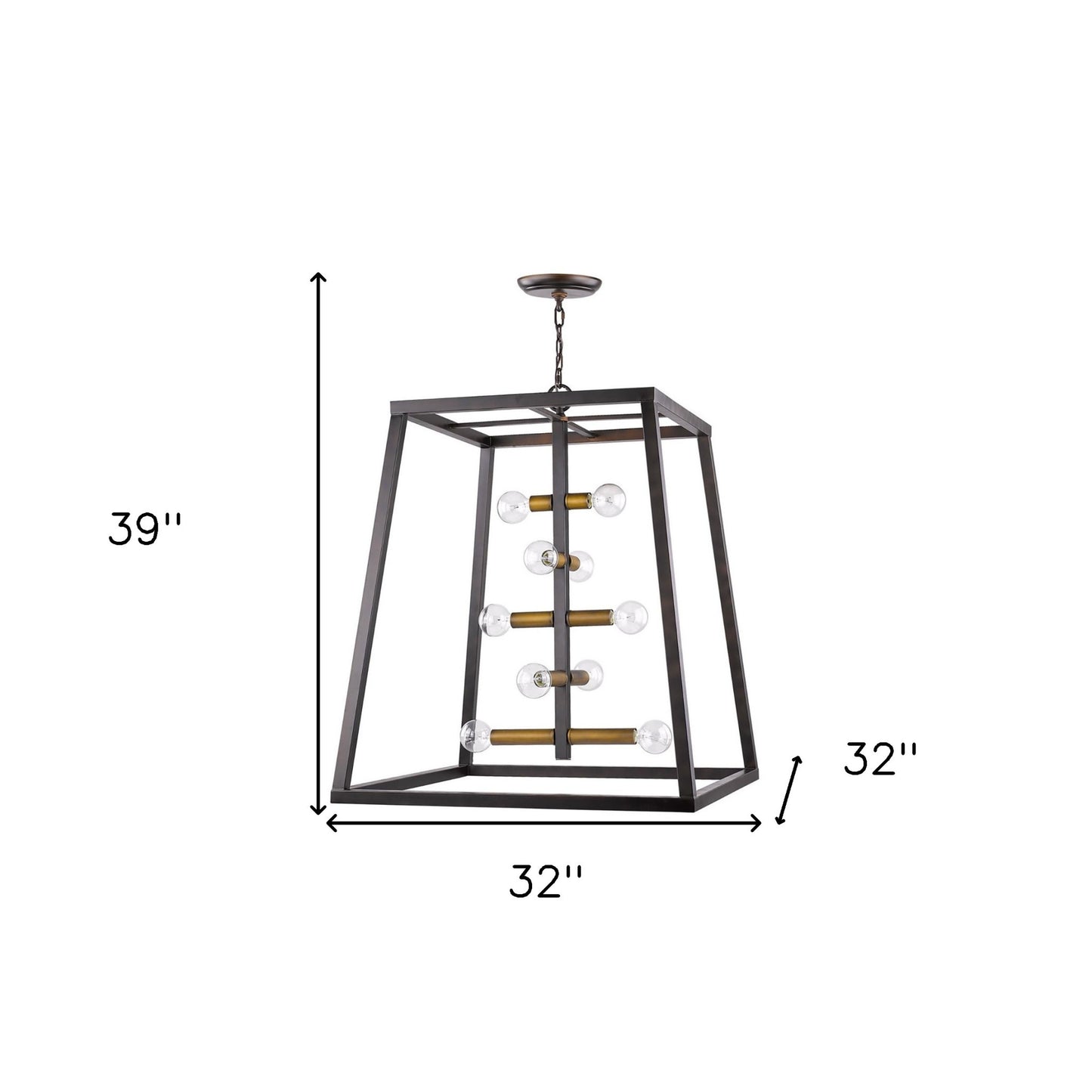 Tiberton 10-Light Oil-Rubbed Bronze Foyer Pendant With Antique Brass Sockets