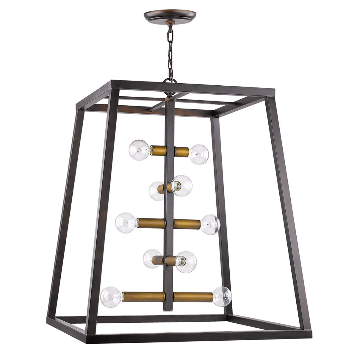 Tiberton 10-Light Oil-Rubbed Bronze Foyer Pendant With Antique Brass Sockets