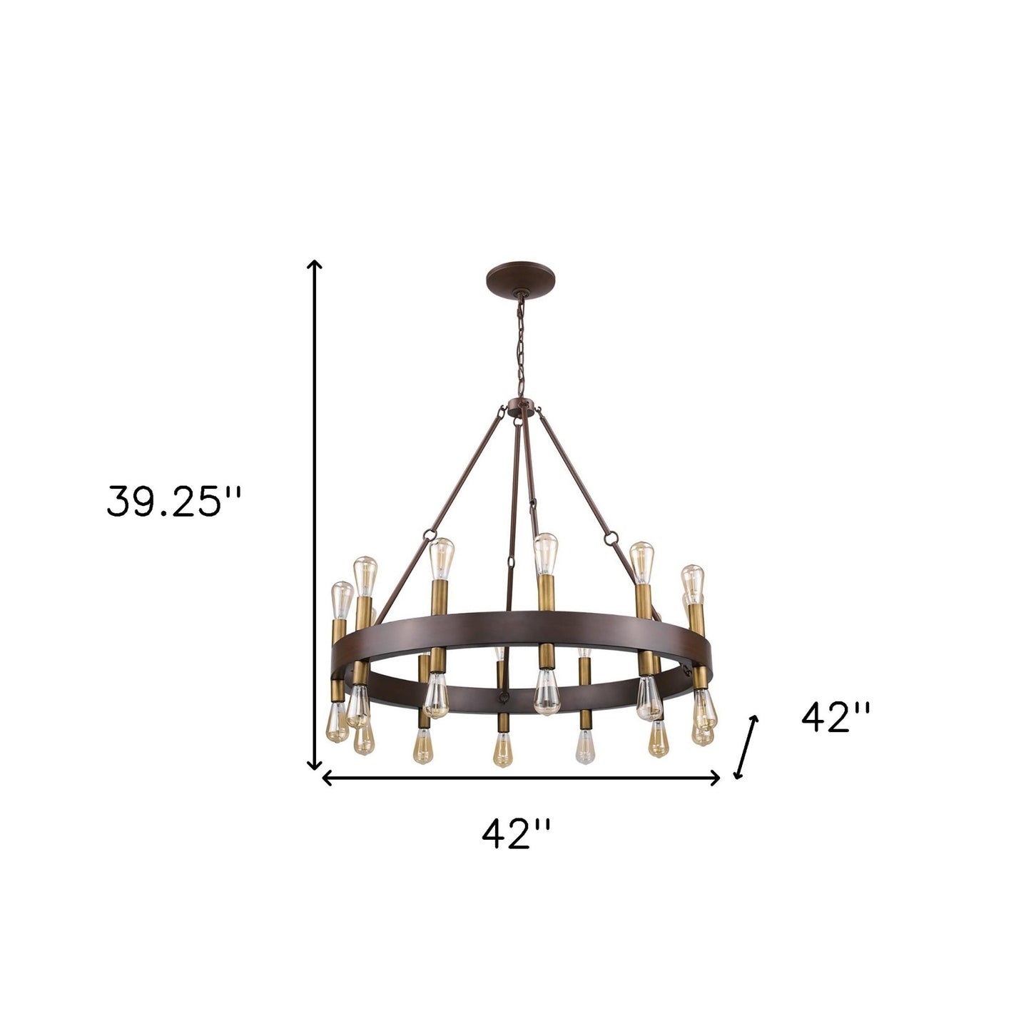 Cumberland 24-Light Wood Finish Chandelier With Raw Brass Sockets
