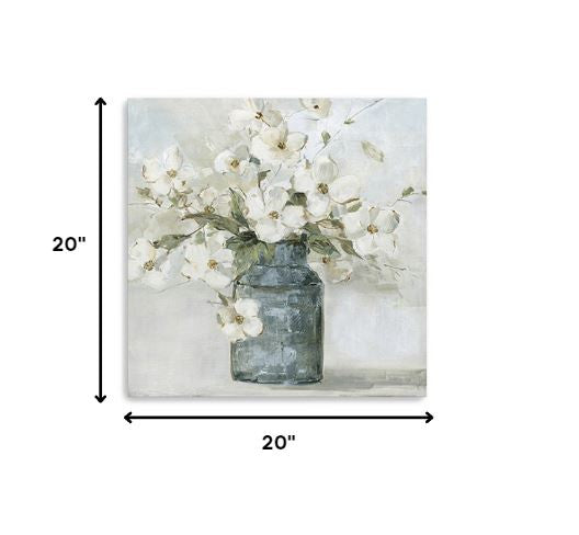 30" x 30" Watercolor Soft Pastel Dogwood Bouquet Canvas Wall Art